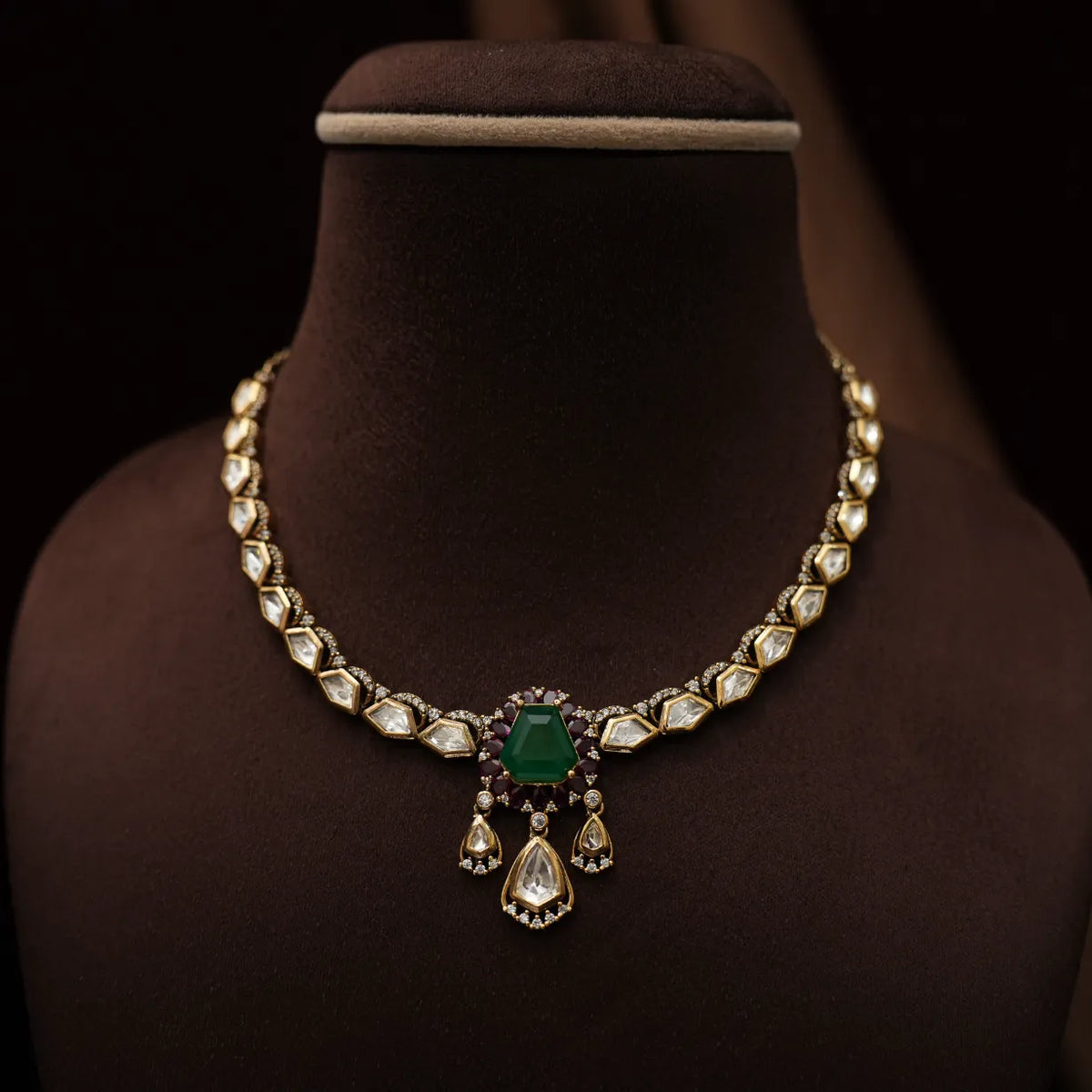 Tamia Victorian Kundan Necklace - Ruby