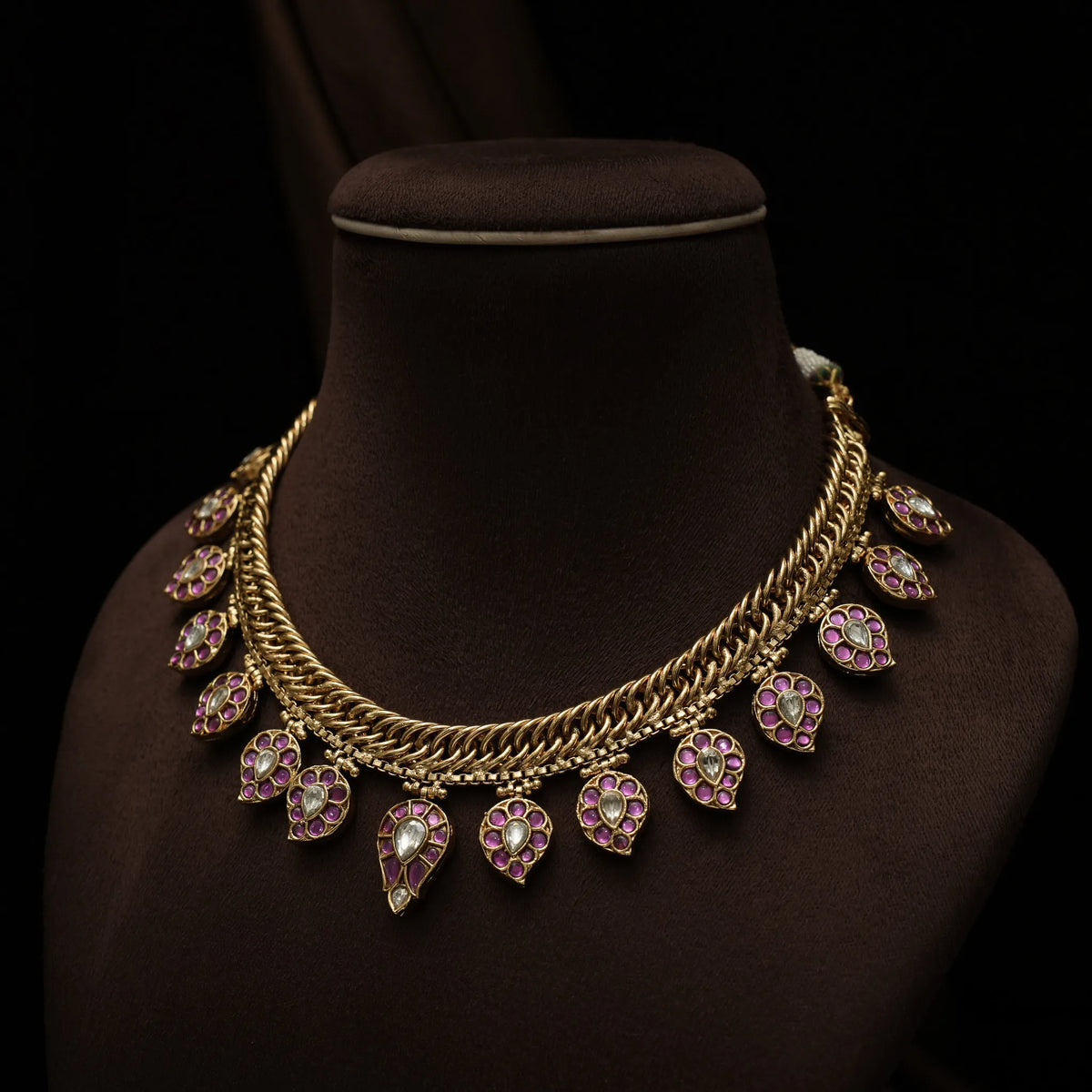 Kaushiki Reversible Antique Necklace - Pink & White