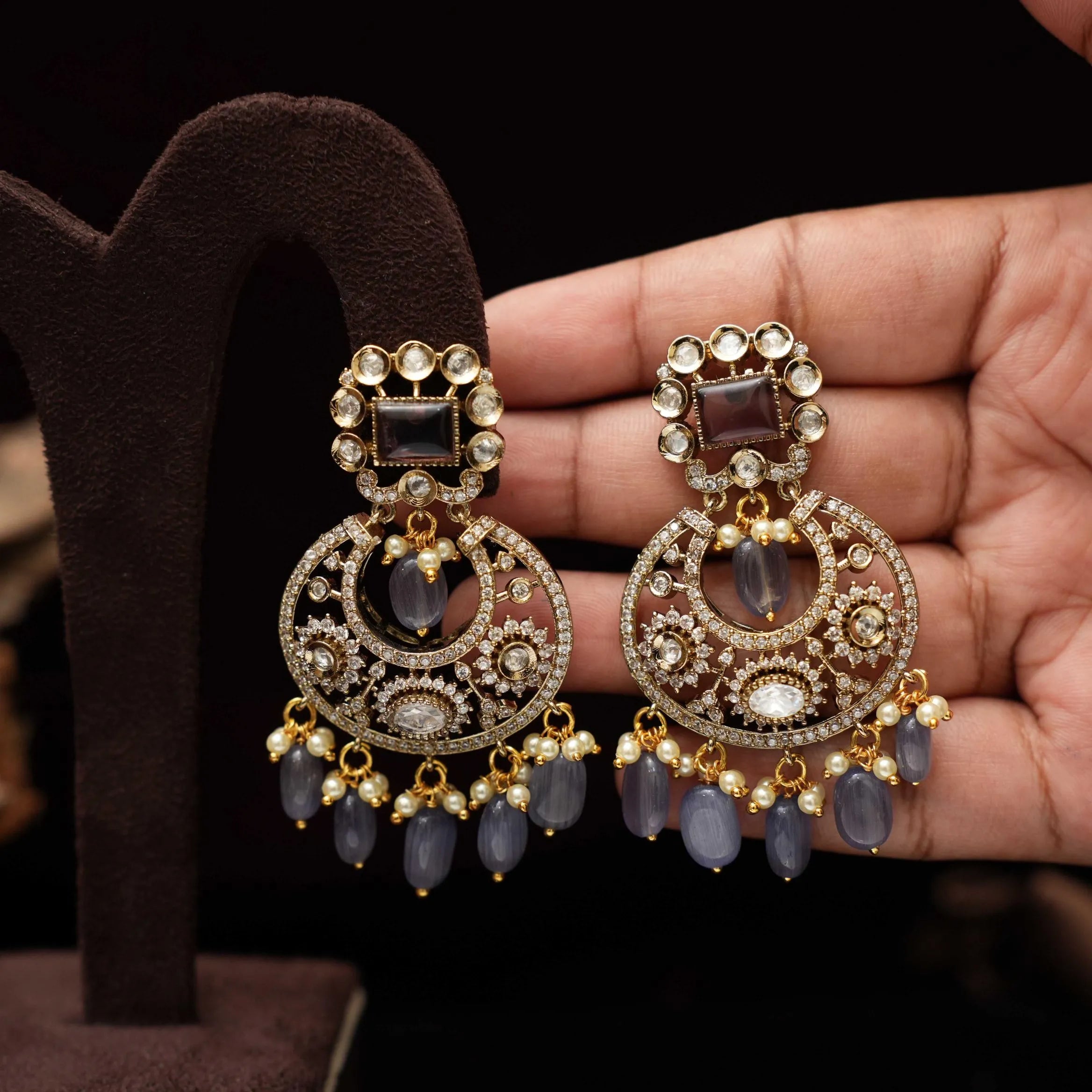 Tashi Vicotiran Chandbali Earrings