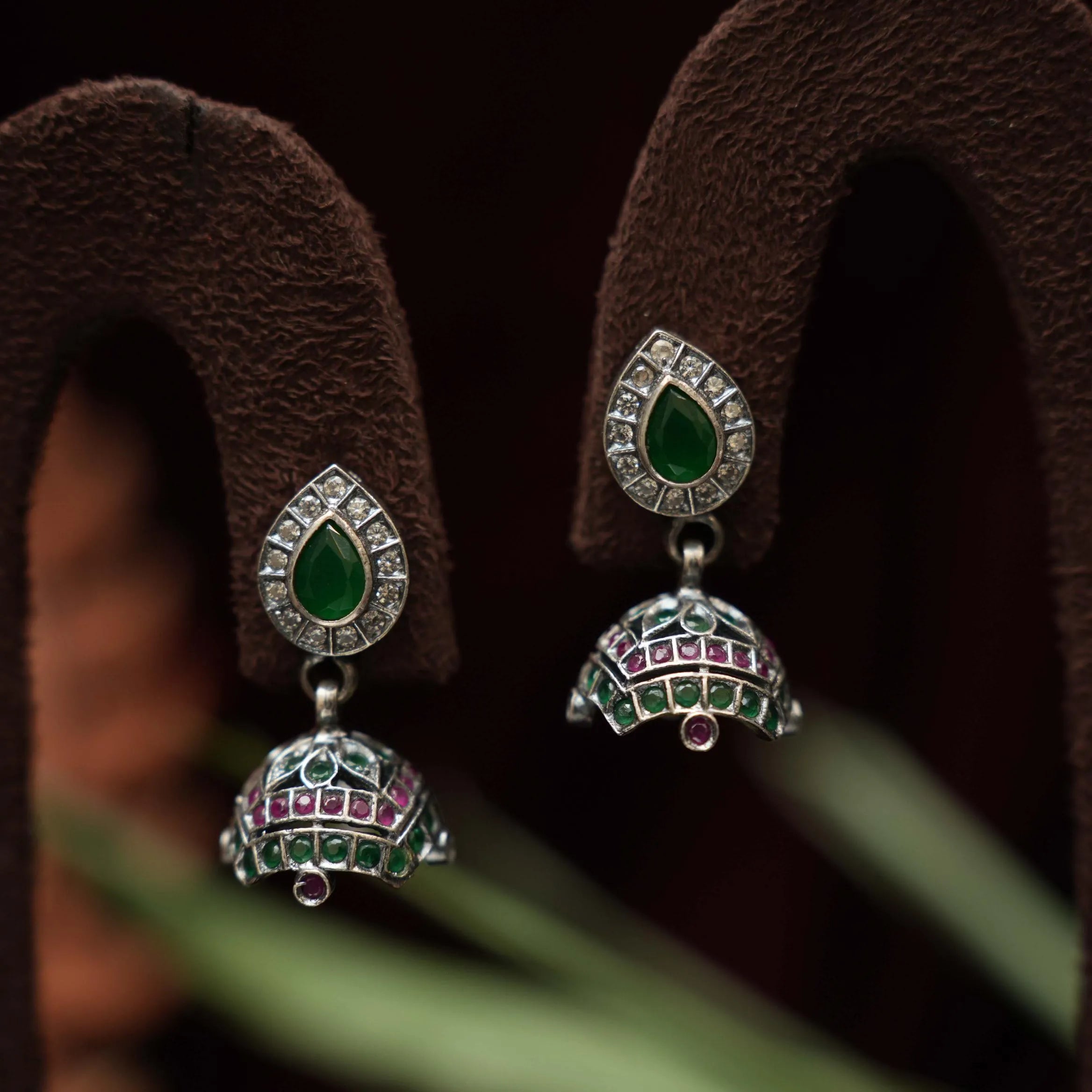 Tavasya Silver Jhumka Earrings