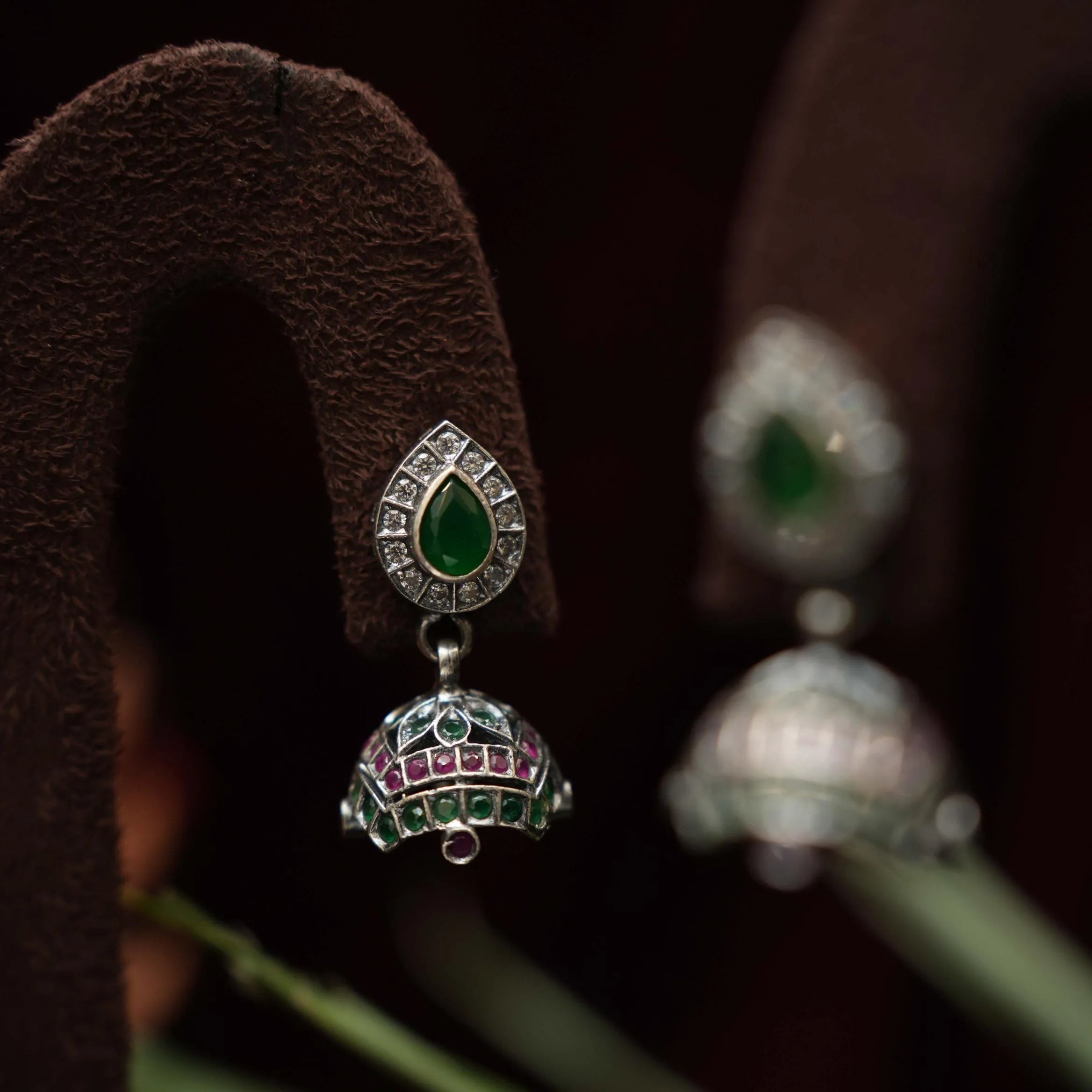 Tavasya Silver Jhumka Earrings