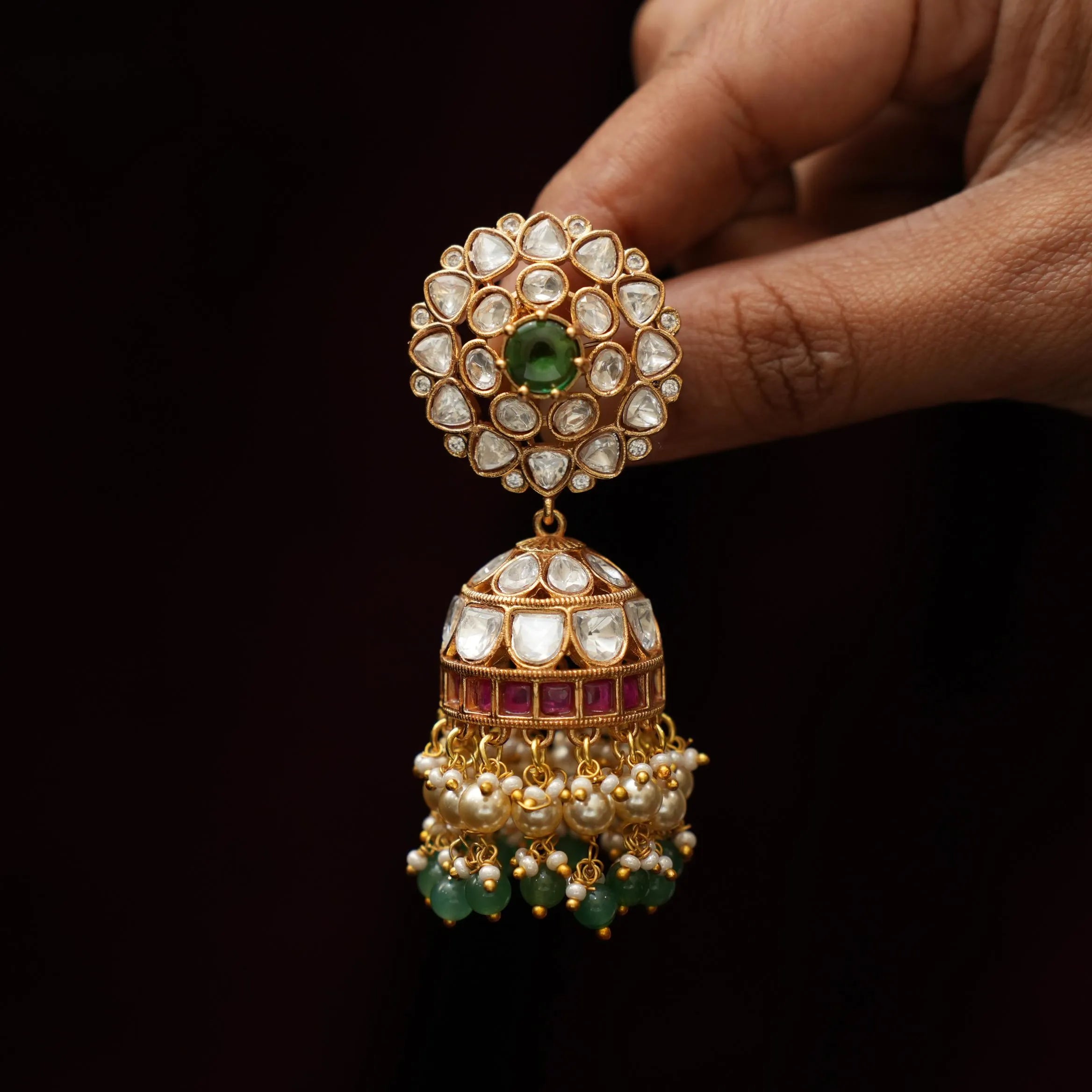 Tejal Polki Jhumka Earrings
