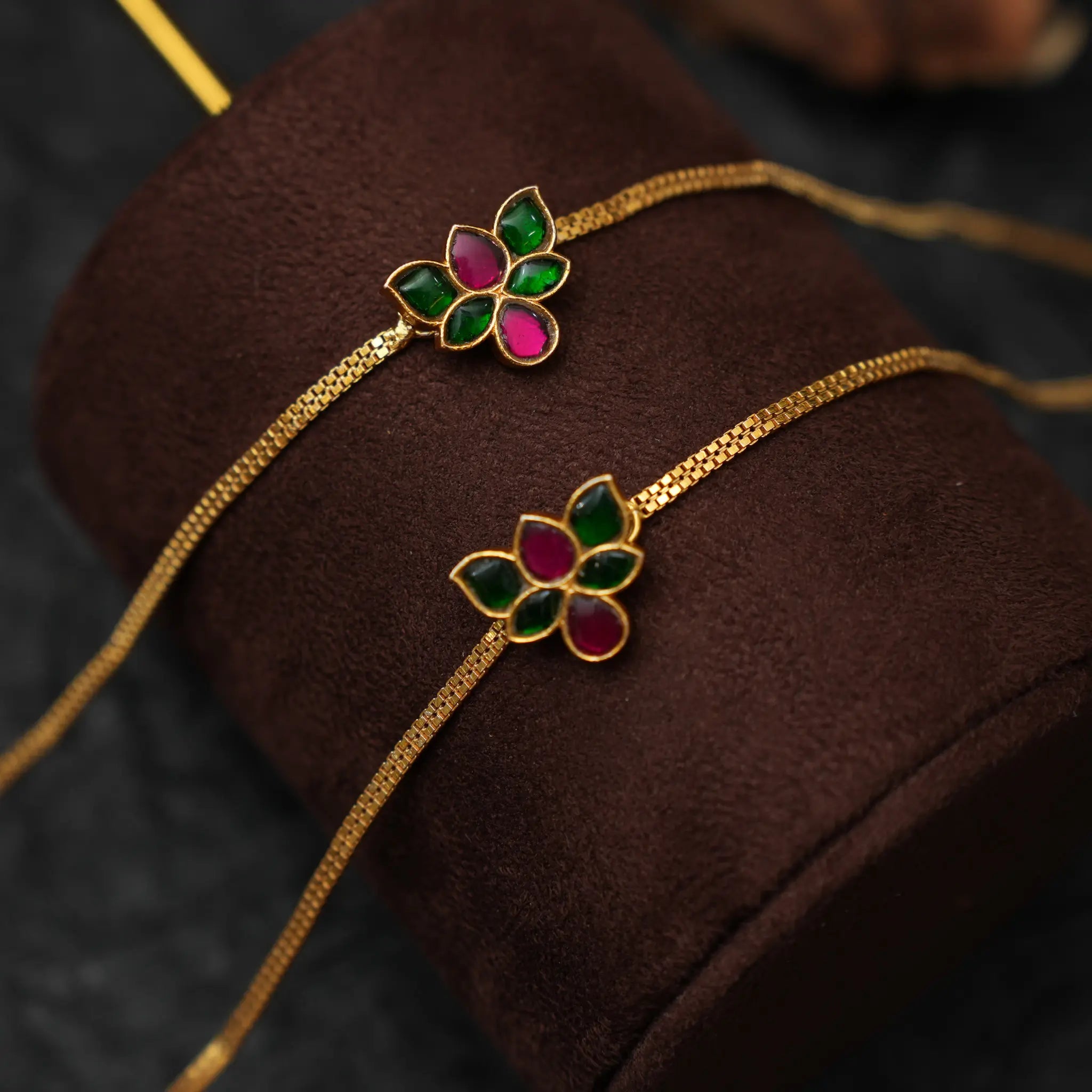 Tessa Silver Anklets - Green