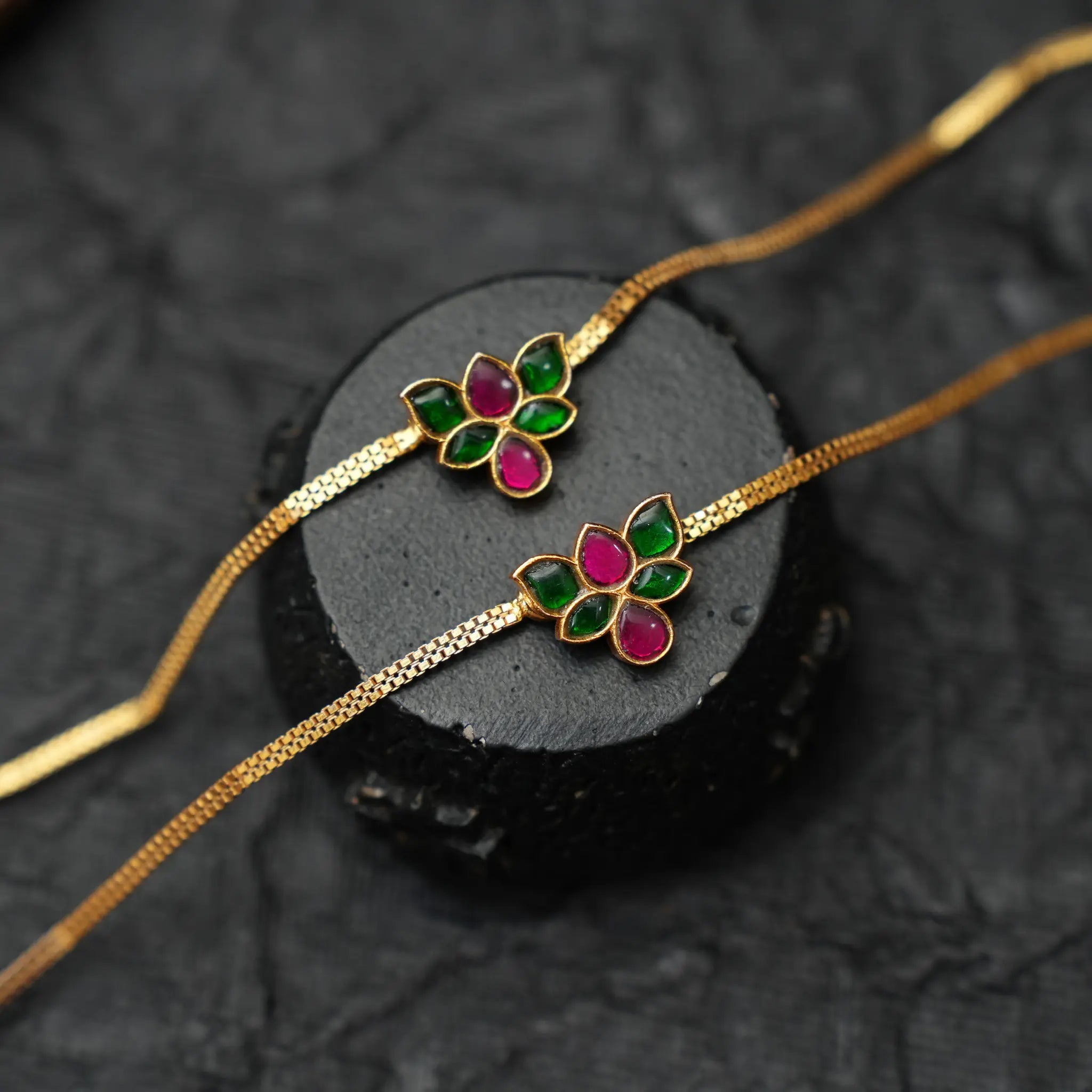 Tessa Silver Anklets - Green