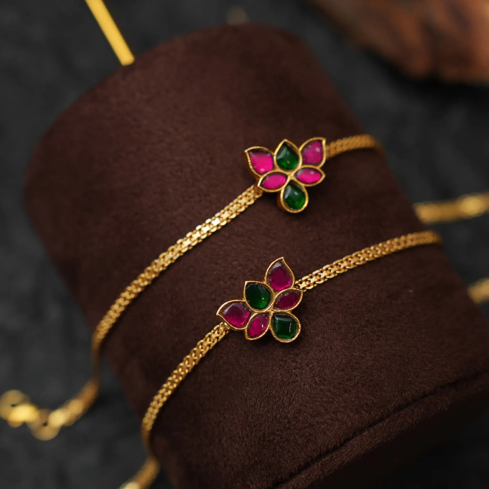 Tessa Silver Anklets - Red