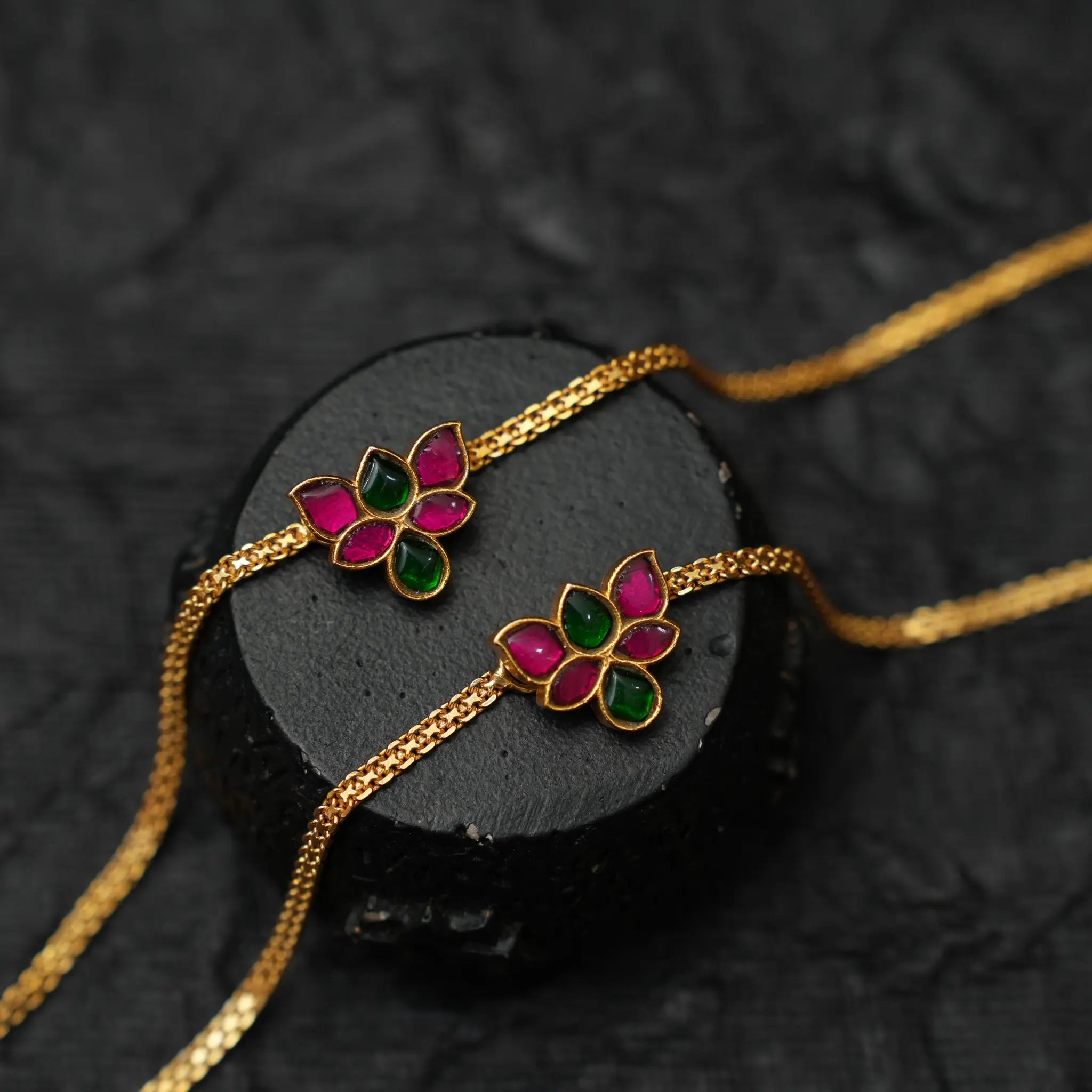 Tessa Silver Anklets - Red