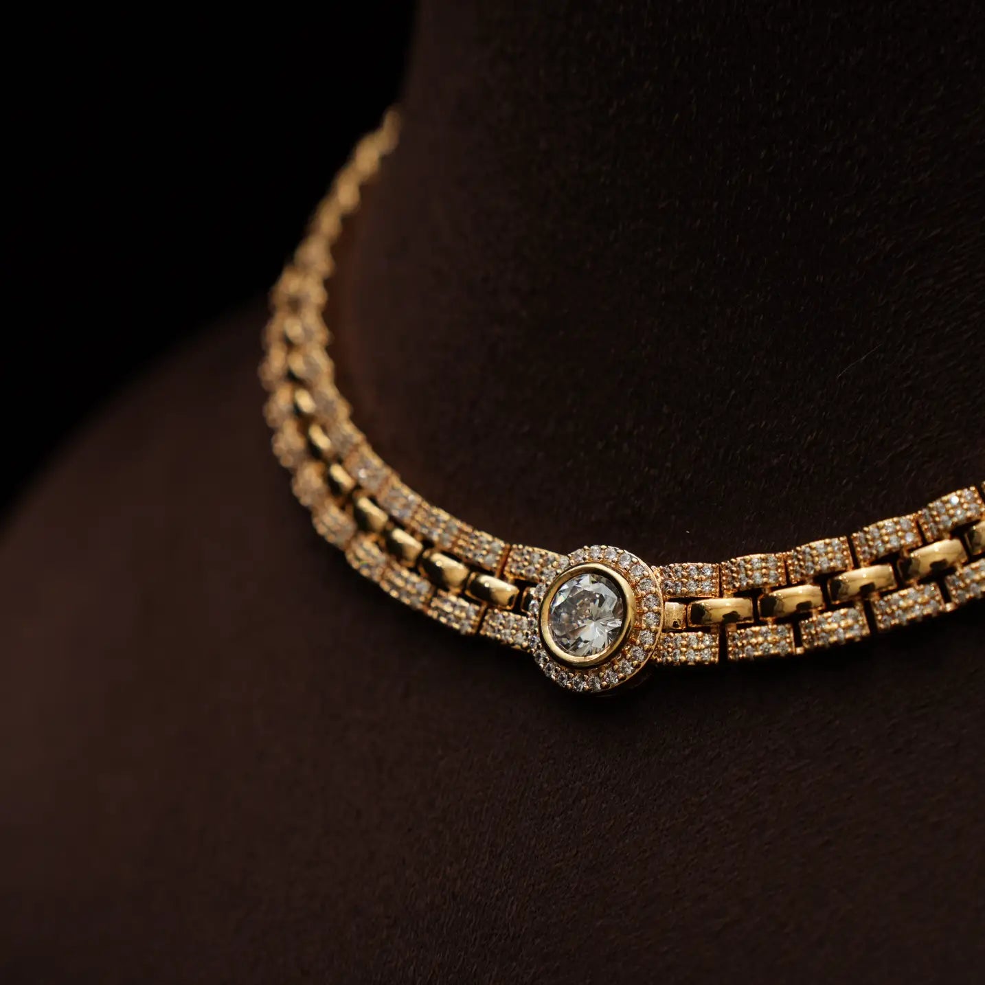 Tilly Zircon Choker - Gold Finish