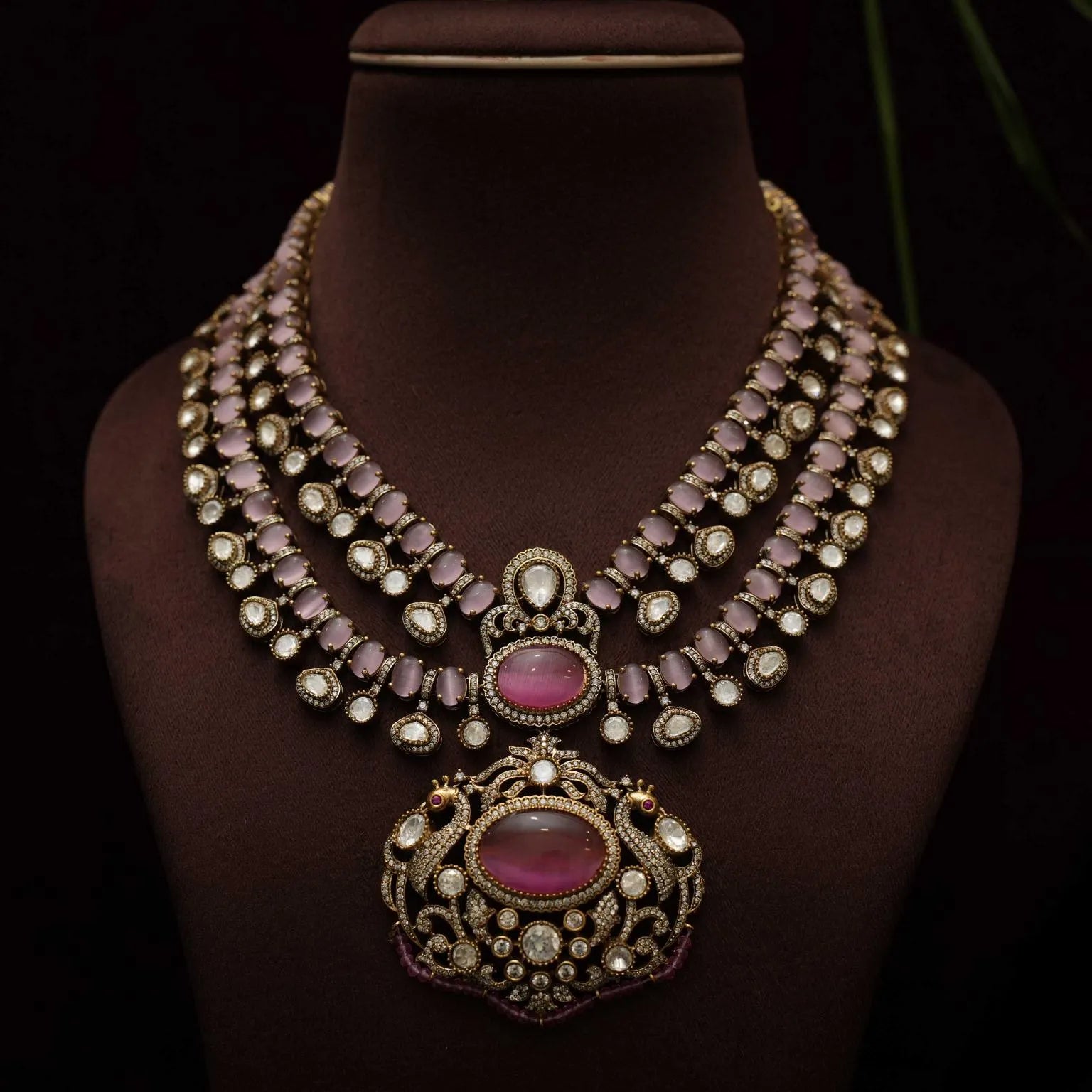 Tisha Polki Necklace - Pastel Pink
