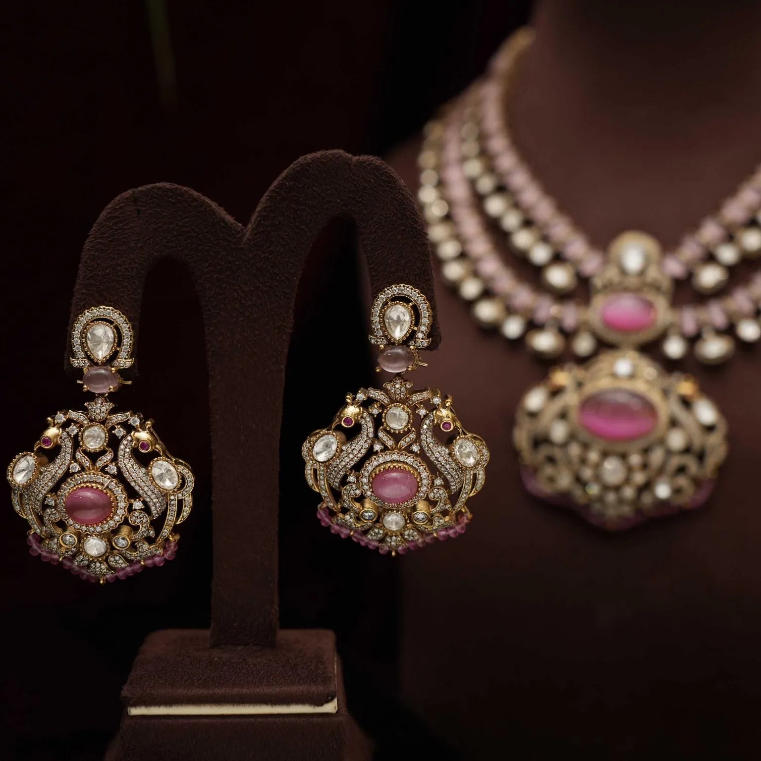 Tisha Polki Necklace - Pastel Pink