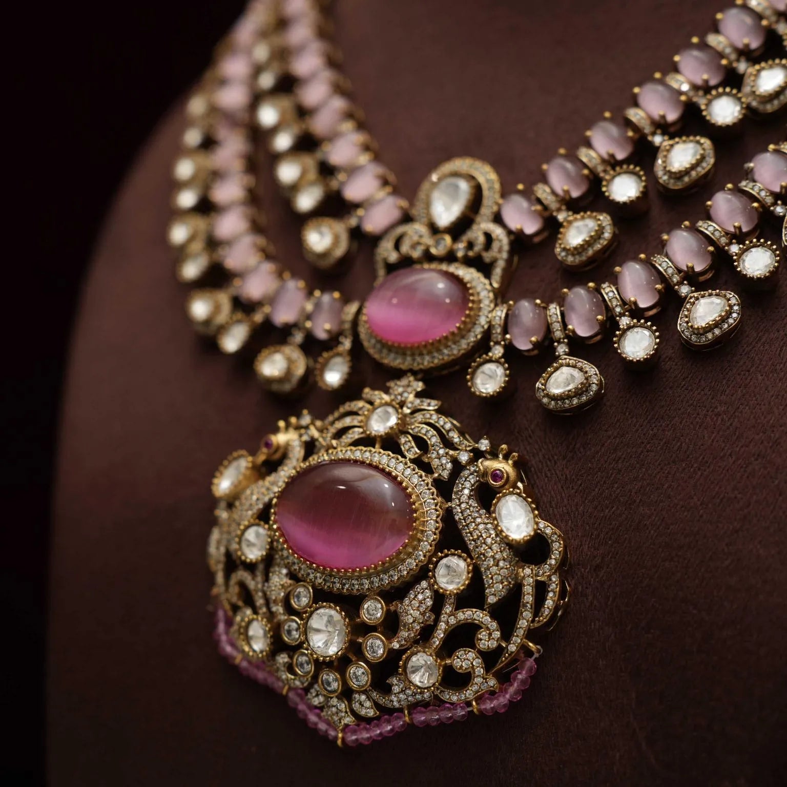 Tisha Polki Necklace - Pastel Pink