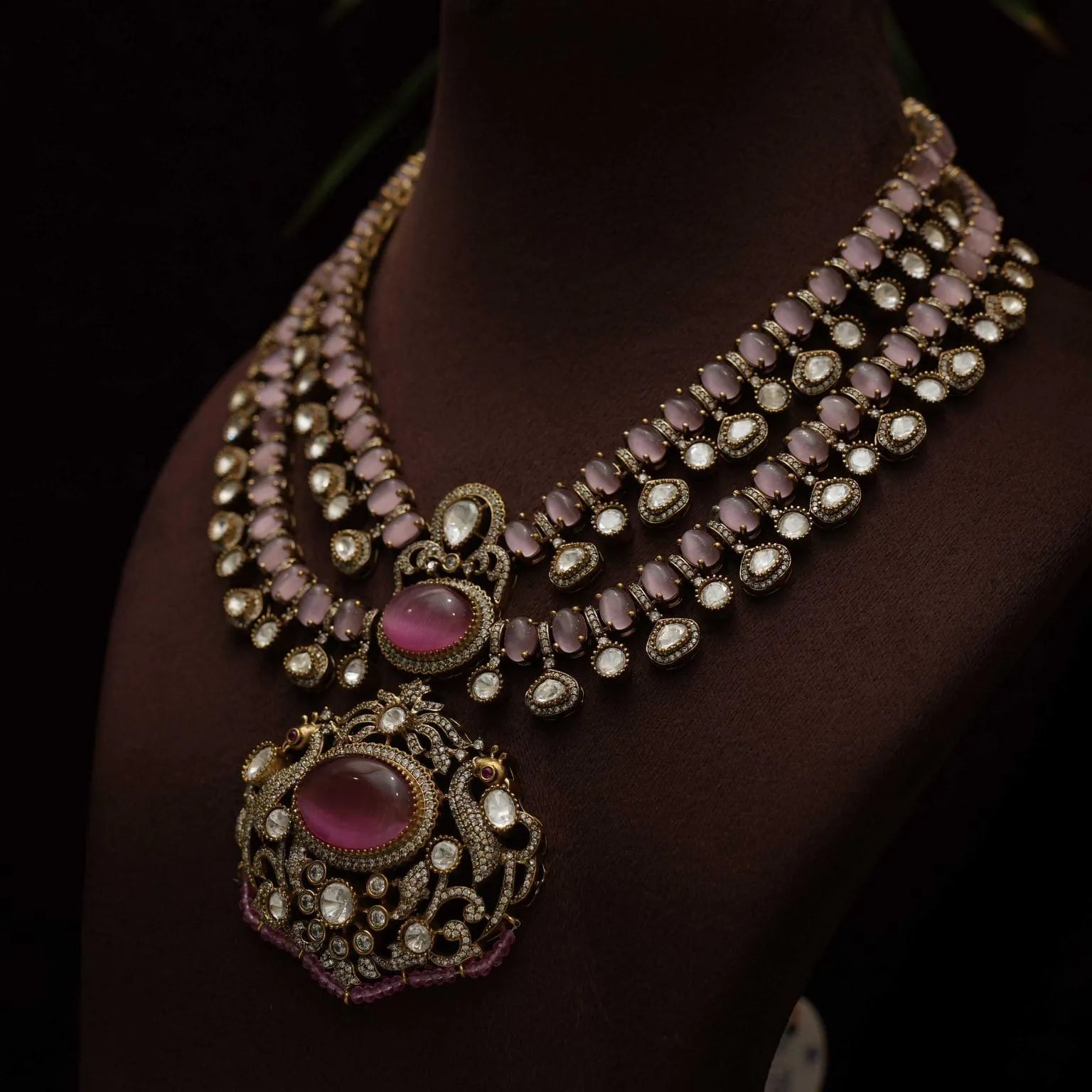 Tisha Polki Necklace - Pastel Pink