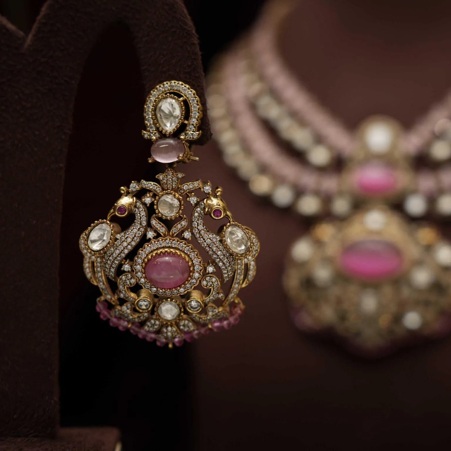 Tisha Polki Necklace - Pastel Pink