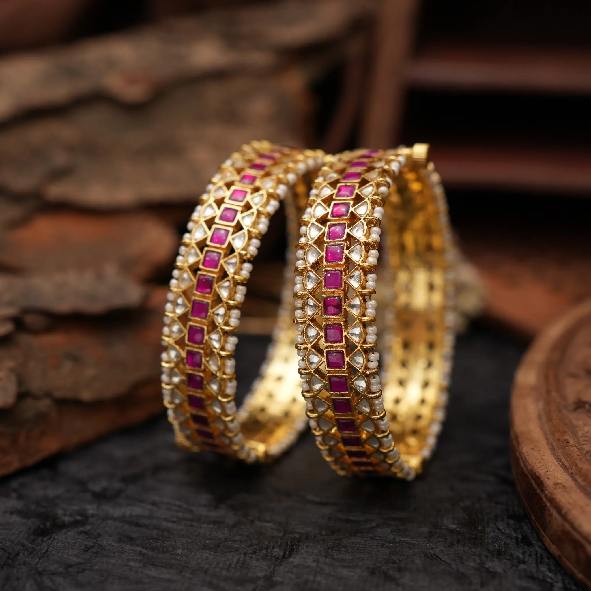 Tithiva Polki Bangles