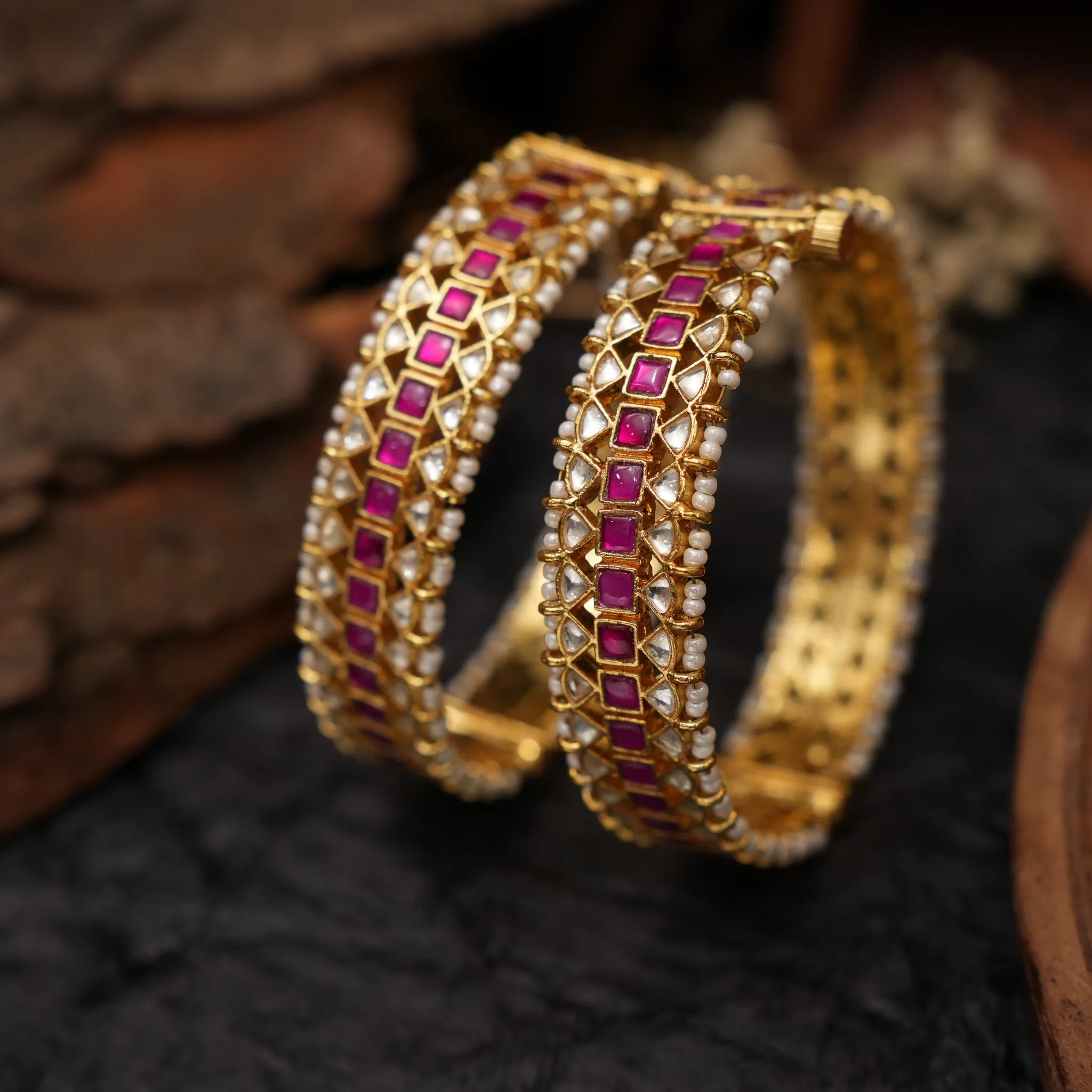 Tithiva Polki Bangles