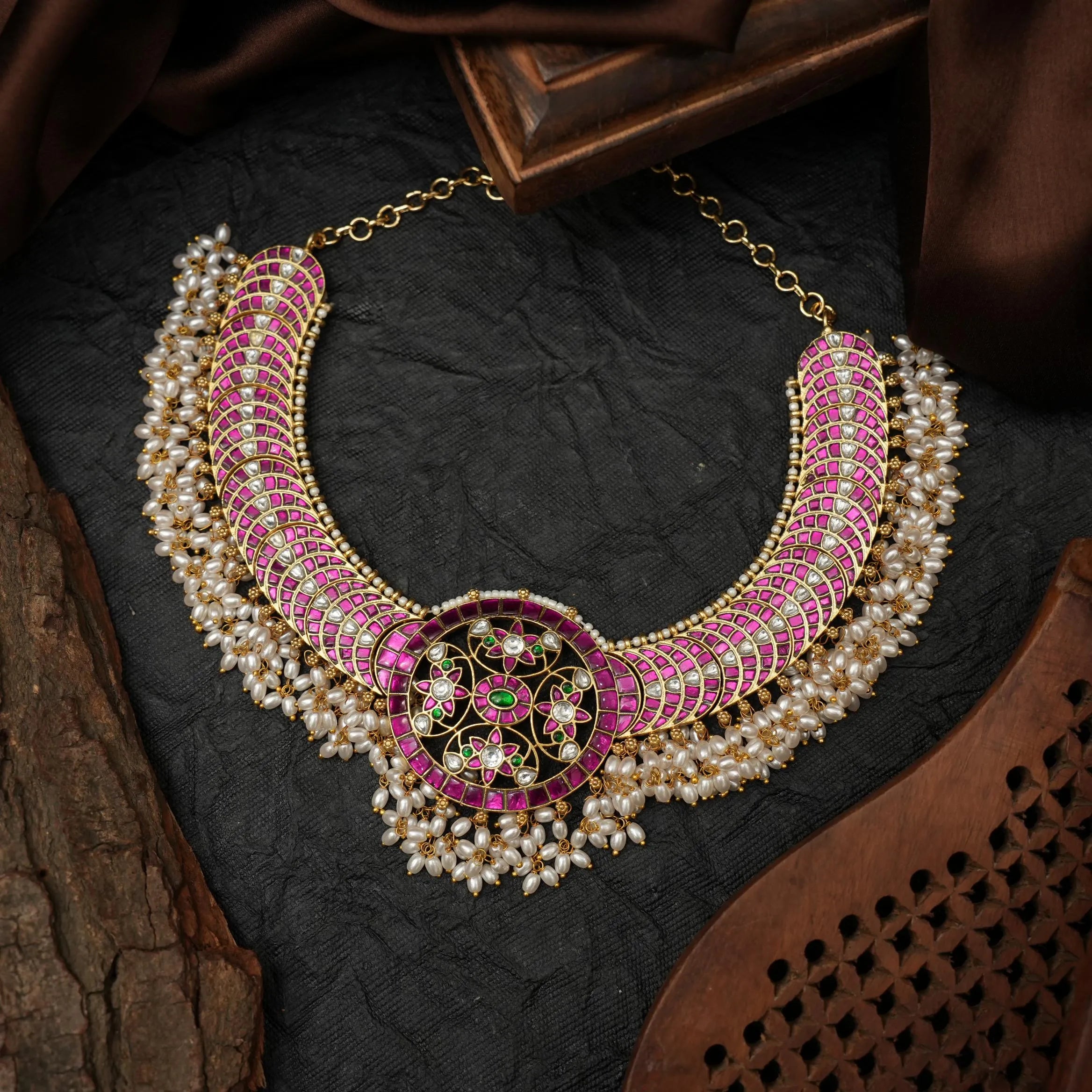 Trinay Pearl Polki Necklace
