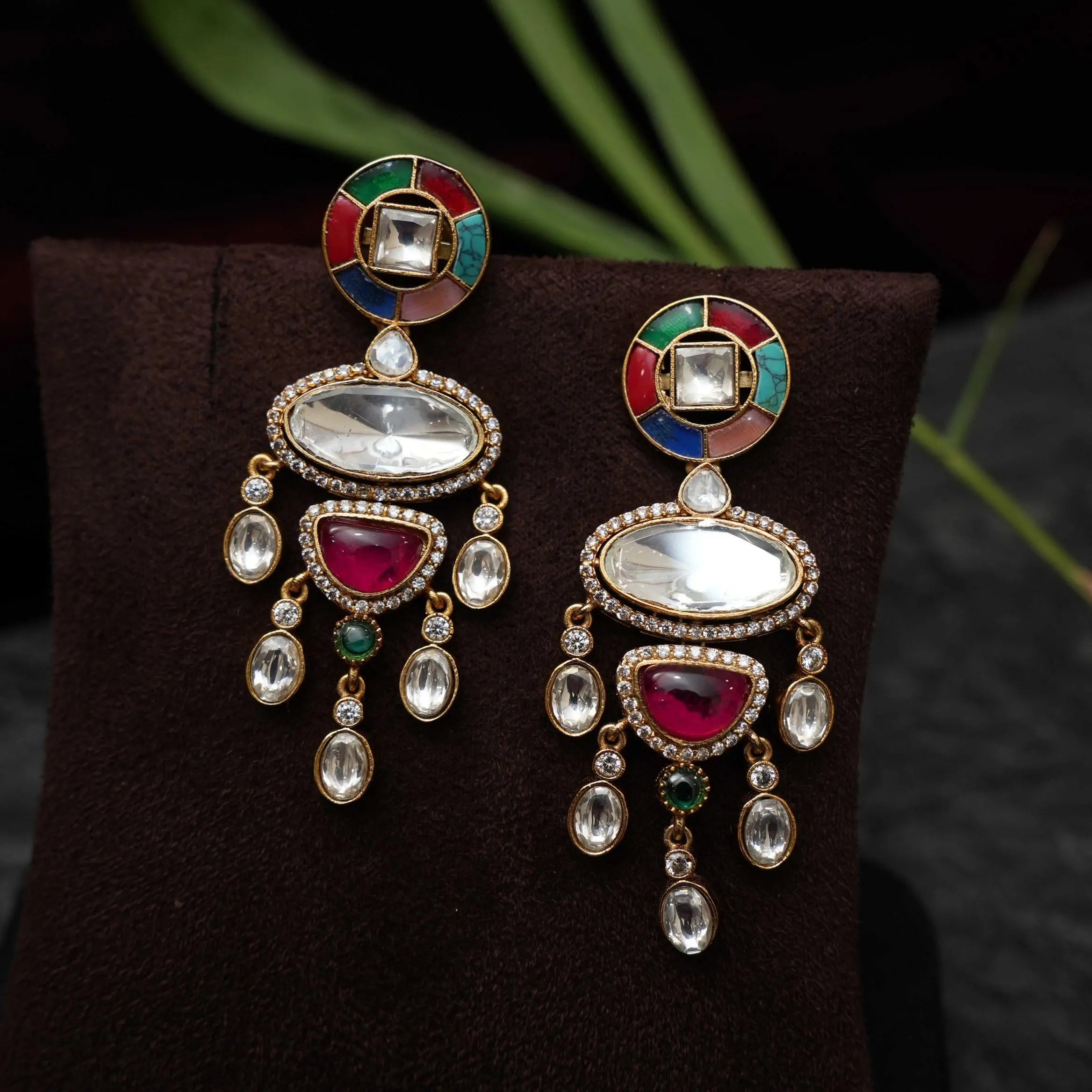 Tripti Polki Designer Earrings - Multicolor