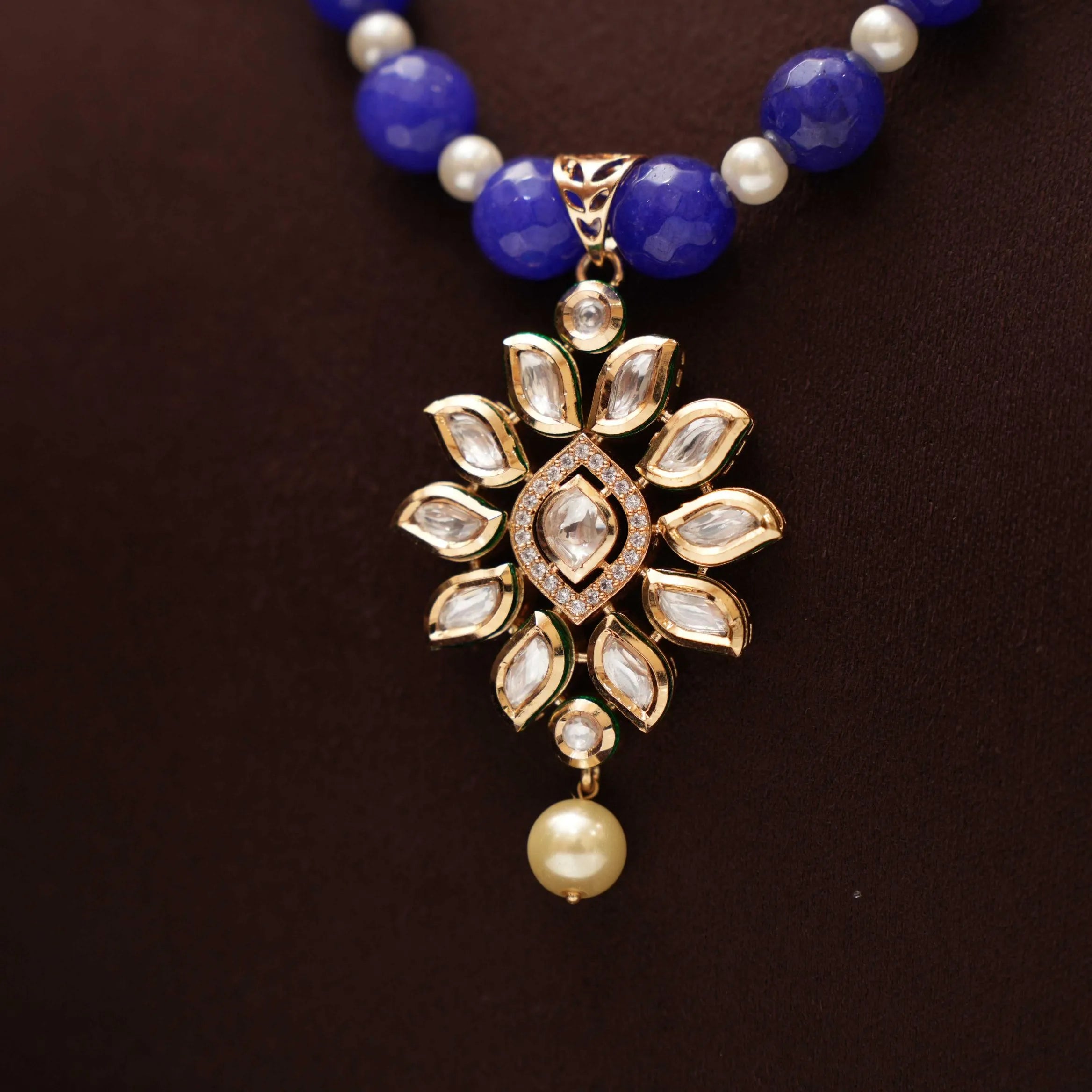 Tulsi Beaded Kundan Necklace