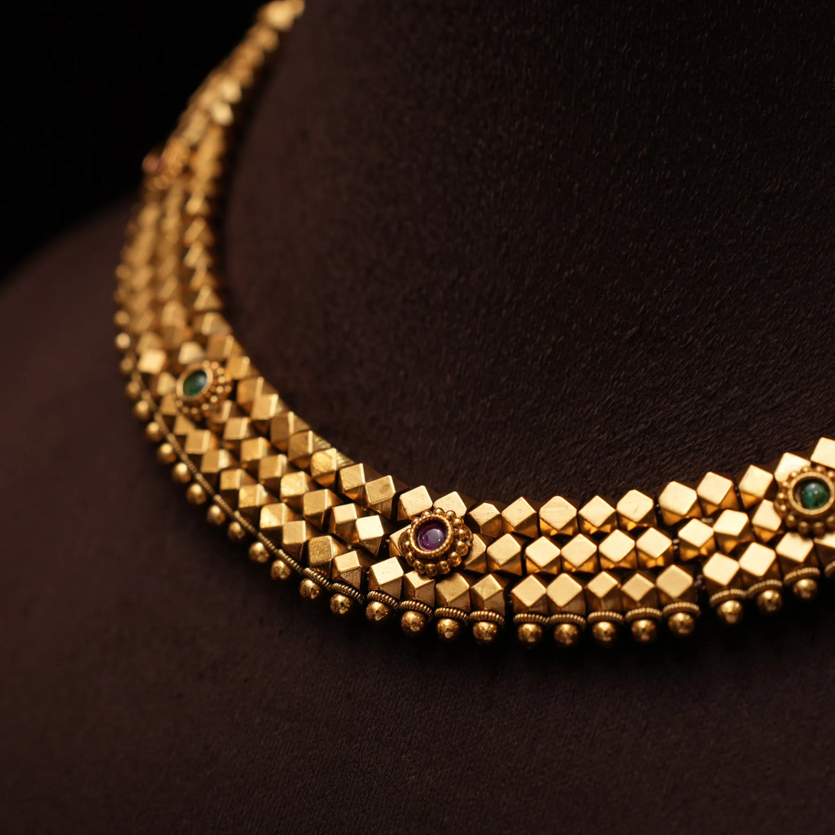 Twara Antique Choker - Red and Green