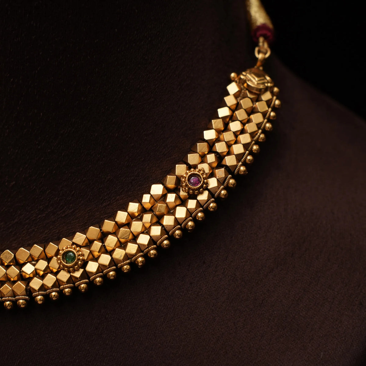 Twara Antique Choker - Red and Green