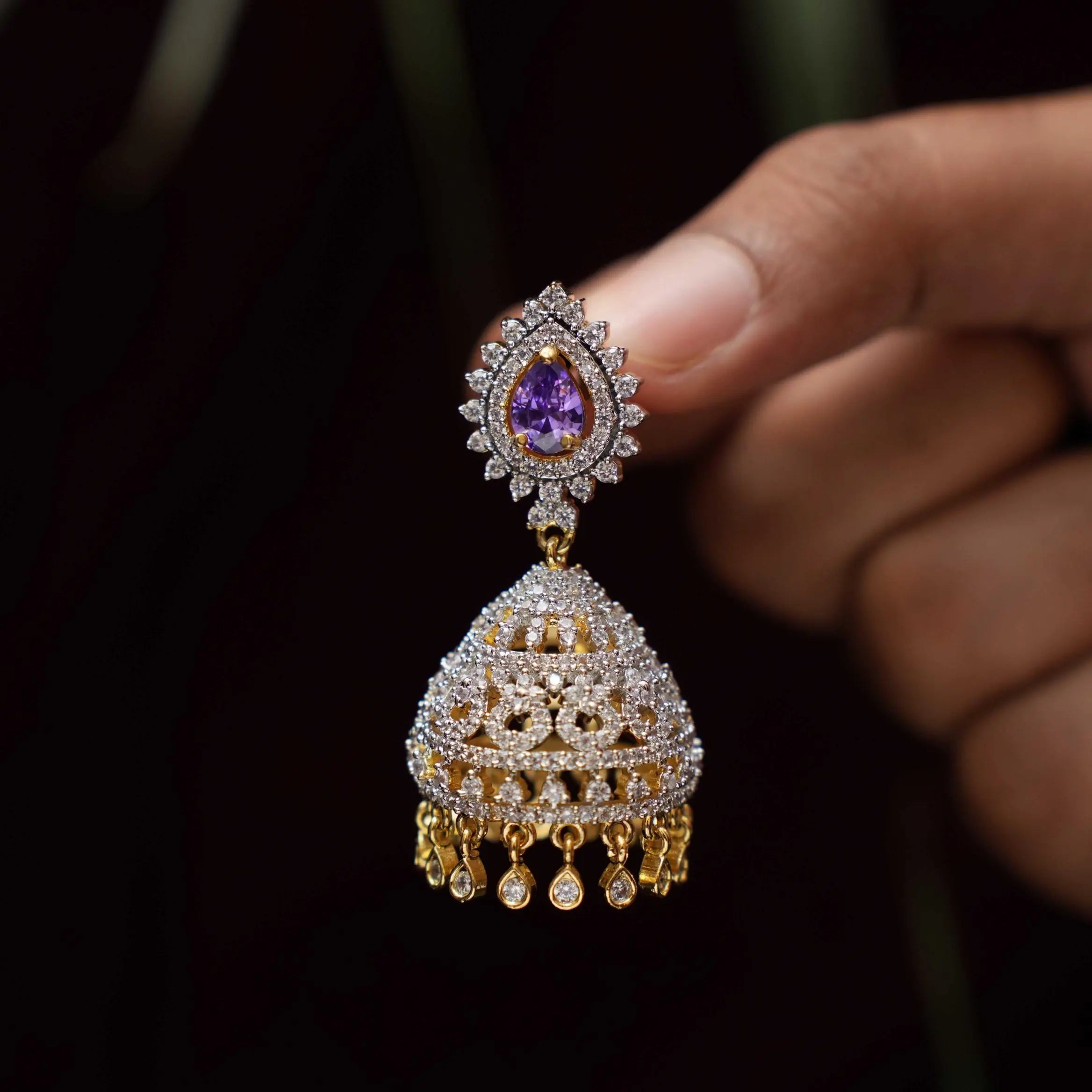 Twiska Zircon Jhumka Earrings