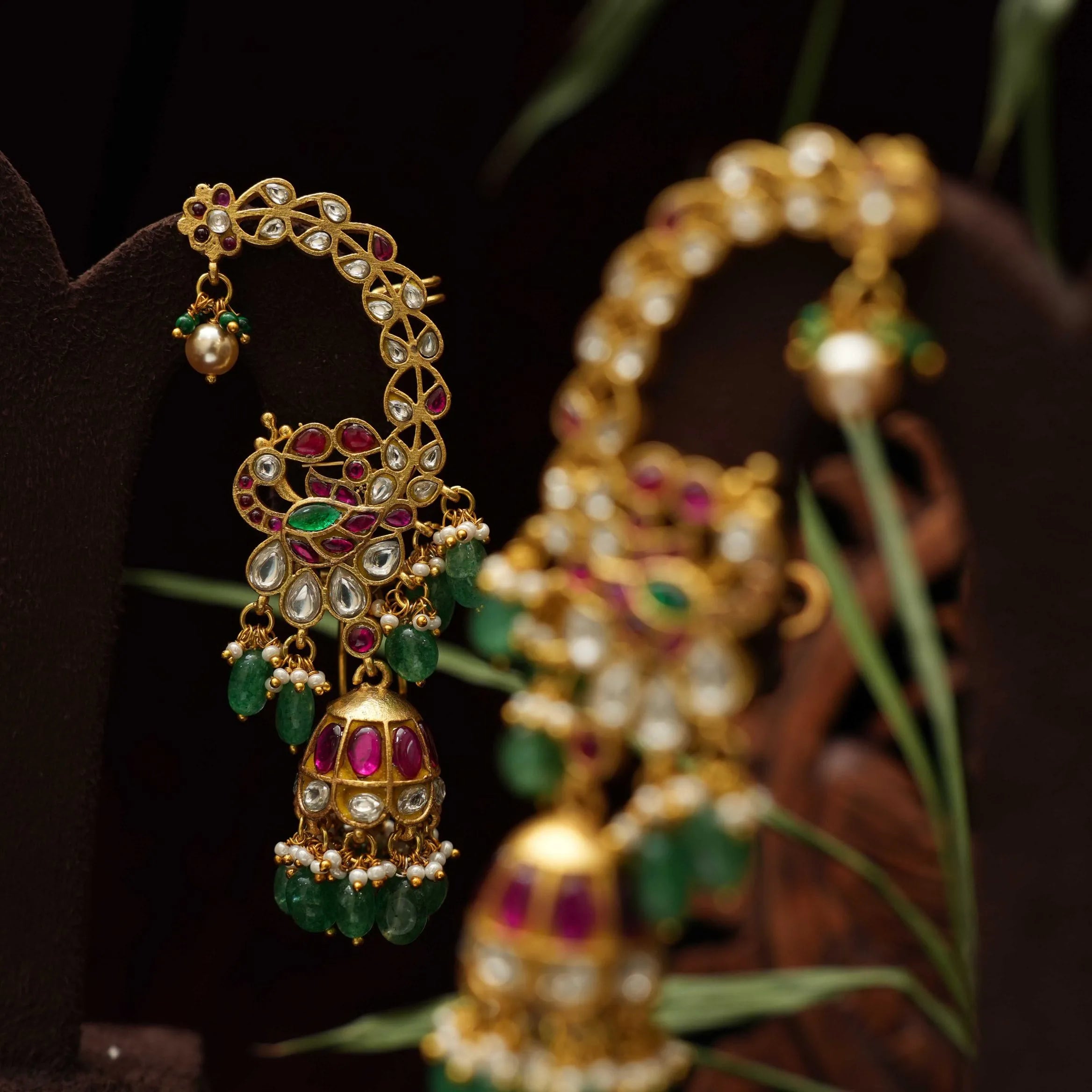 Umika Polki Jhumka Earrings - White