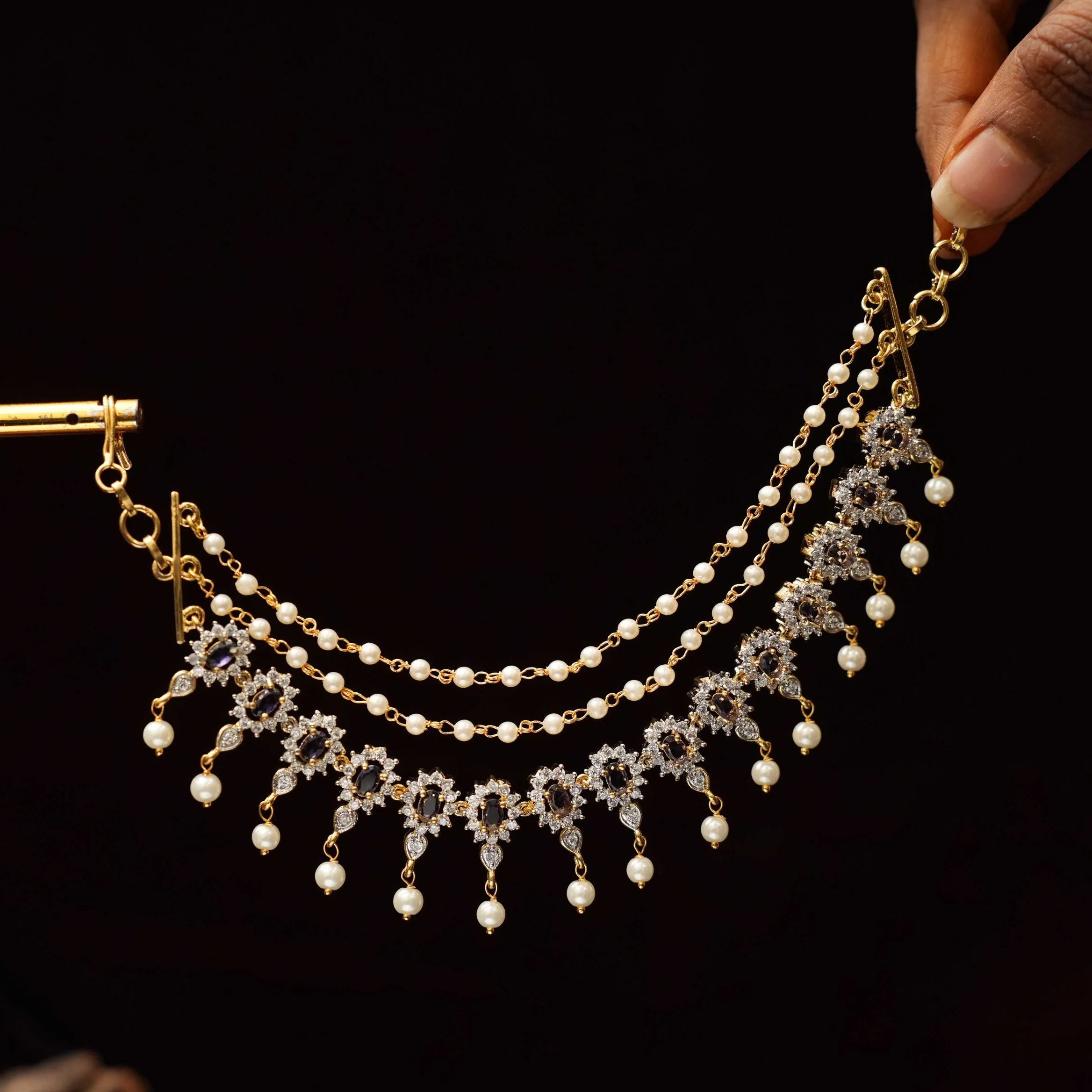 Vagushi Zircon Ear Chain - Purple