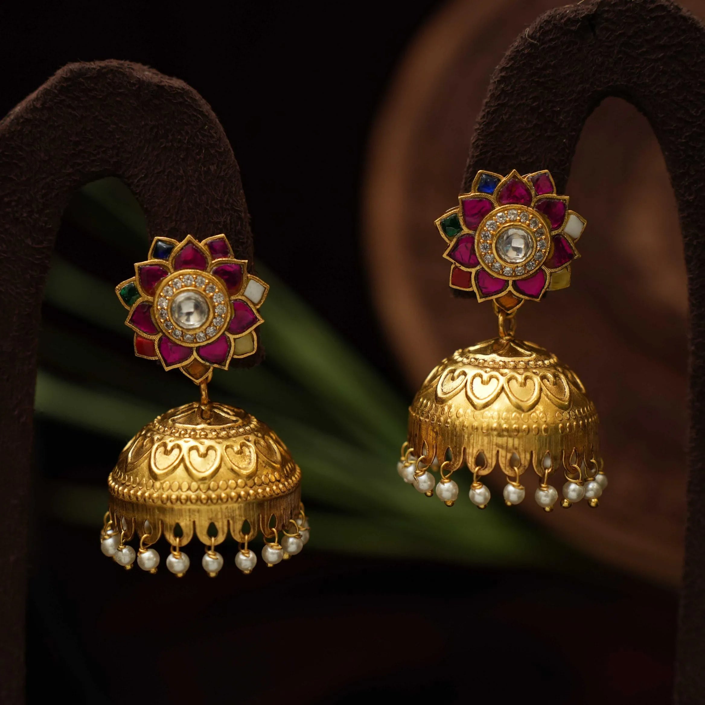 Vaisiri Polki Jhumka - Multicolor