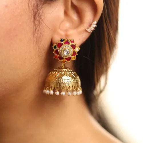Vaisiri Polki Jhumka - Multicolor