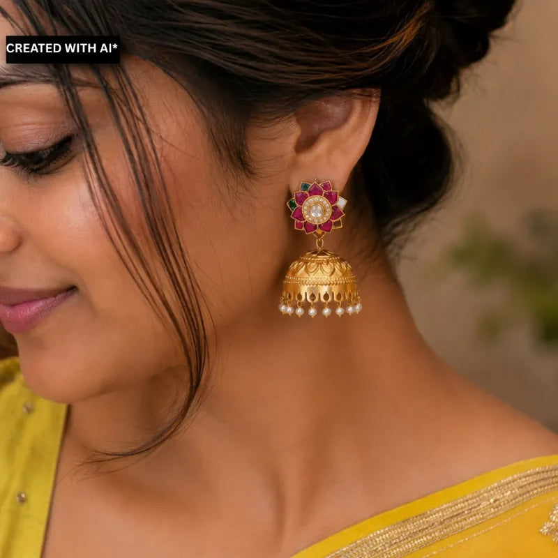 Vaisiri Polki Jhumka - Multicolor