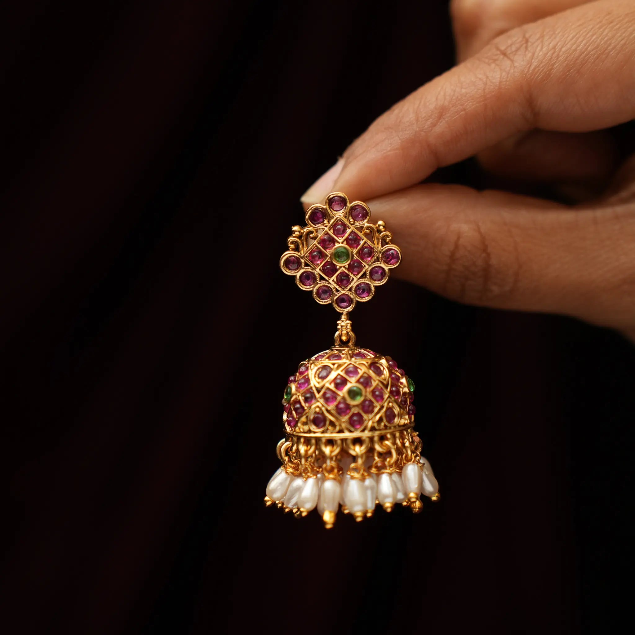 Vajra Antique Jhumka Earrings
