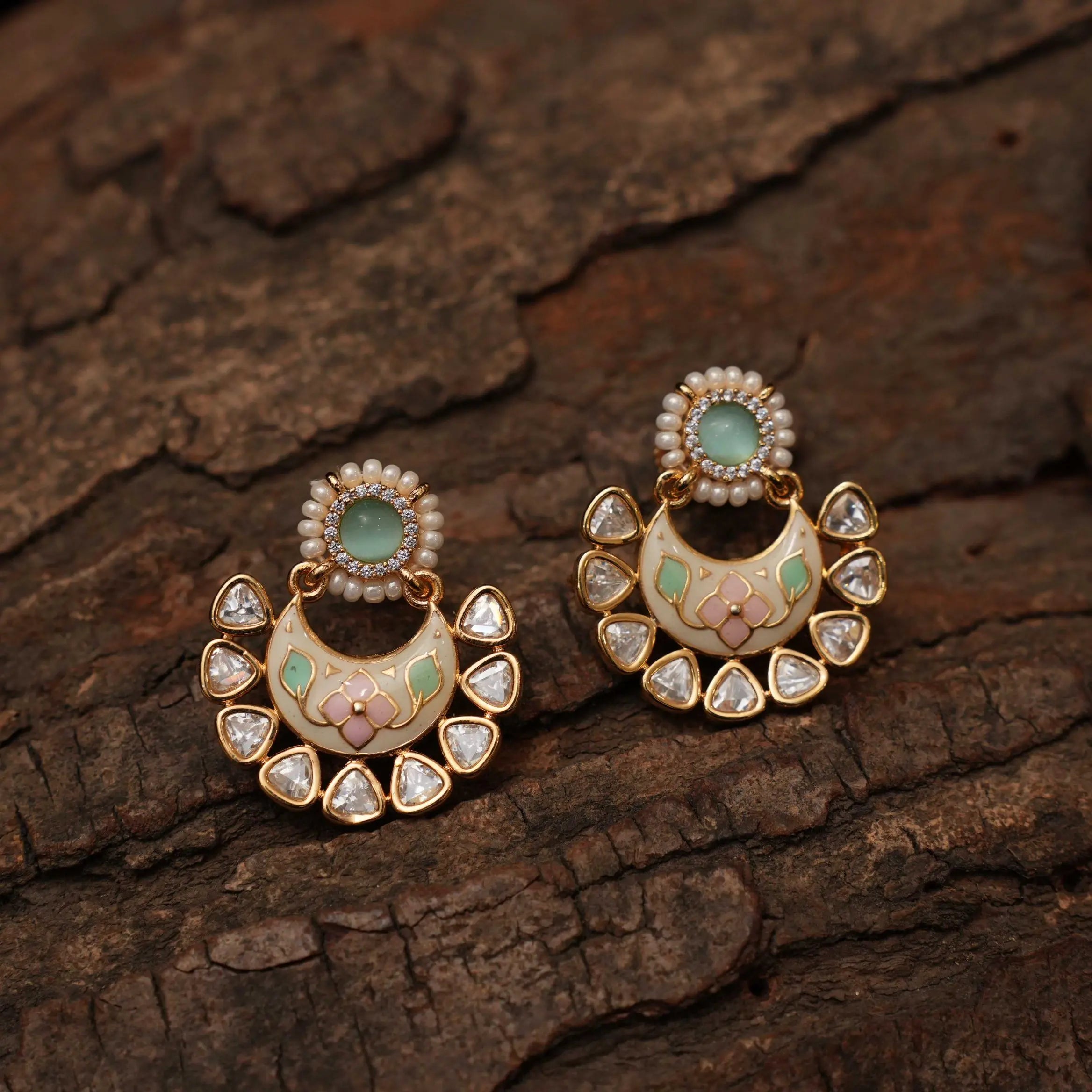 Vamsika Polki Ear Stud - Pastel Blue