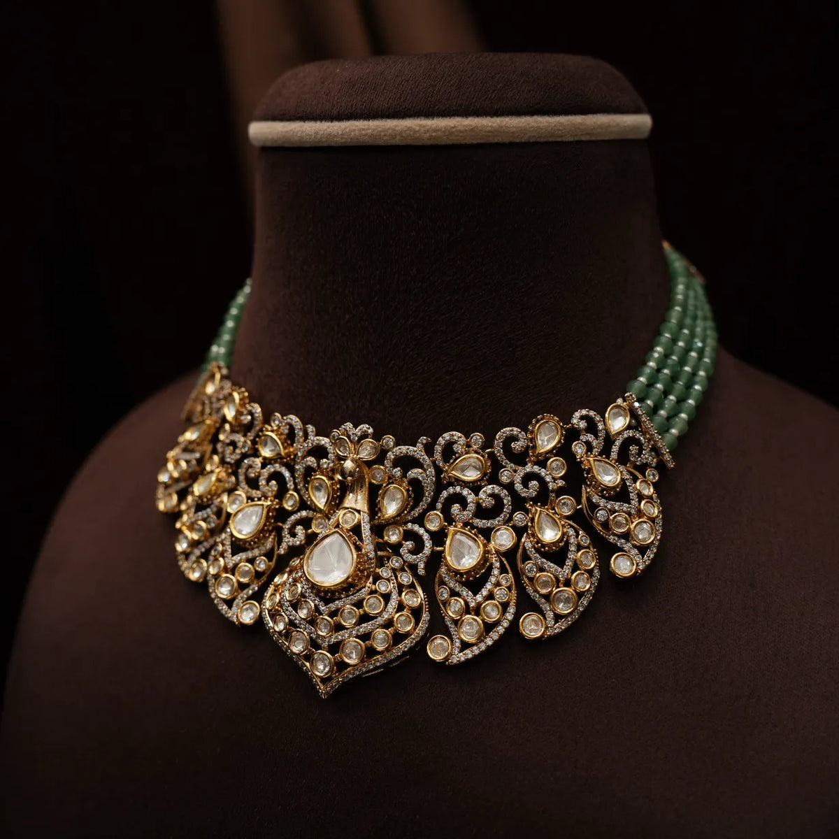 Vanisha Victorian Polki Necklace - Green