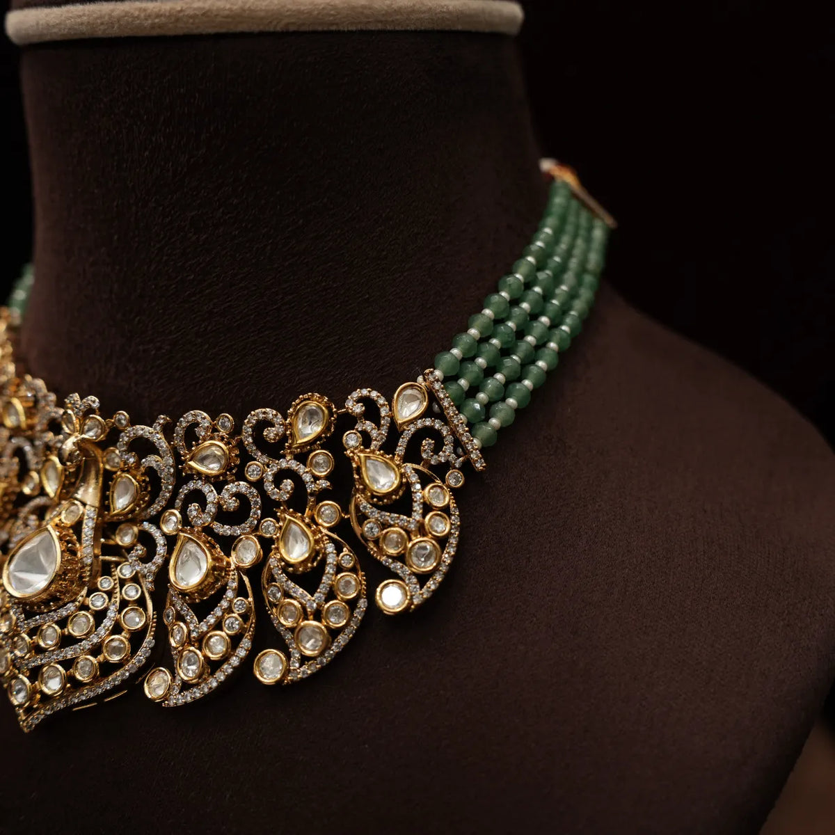 Vanisha Victorian Polki Necklace - Green
