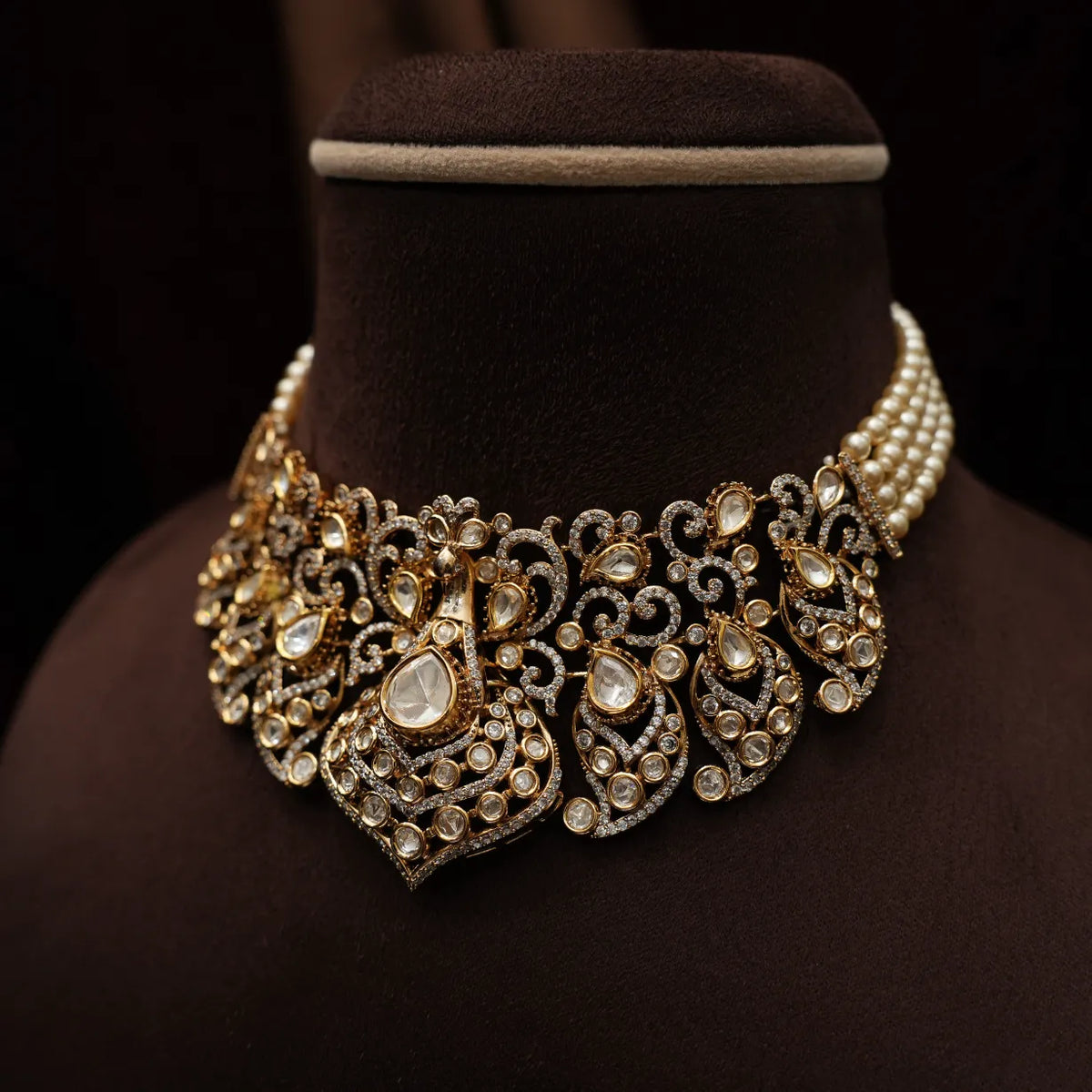Vanisha Victorian Polki Necklace - Pearl
