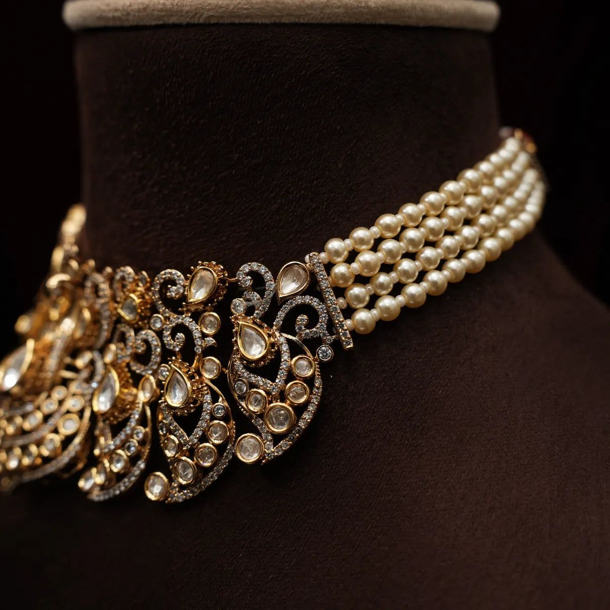 Vanisha Victorian Polki Necklace - Pearl
