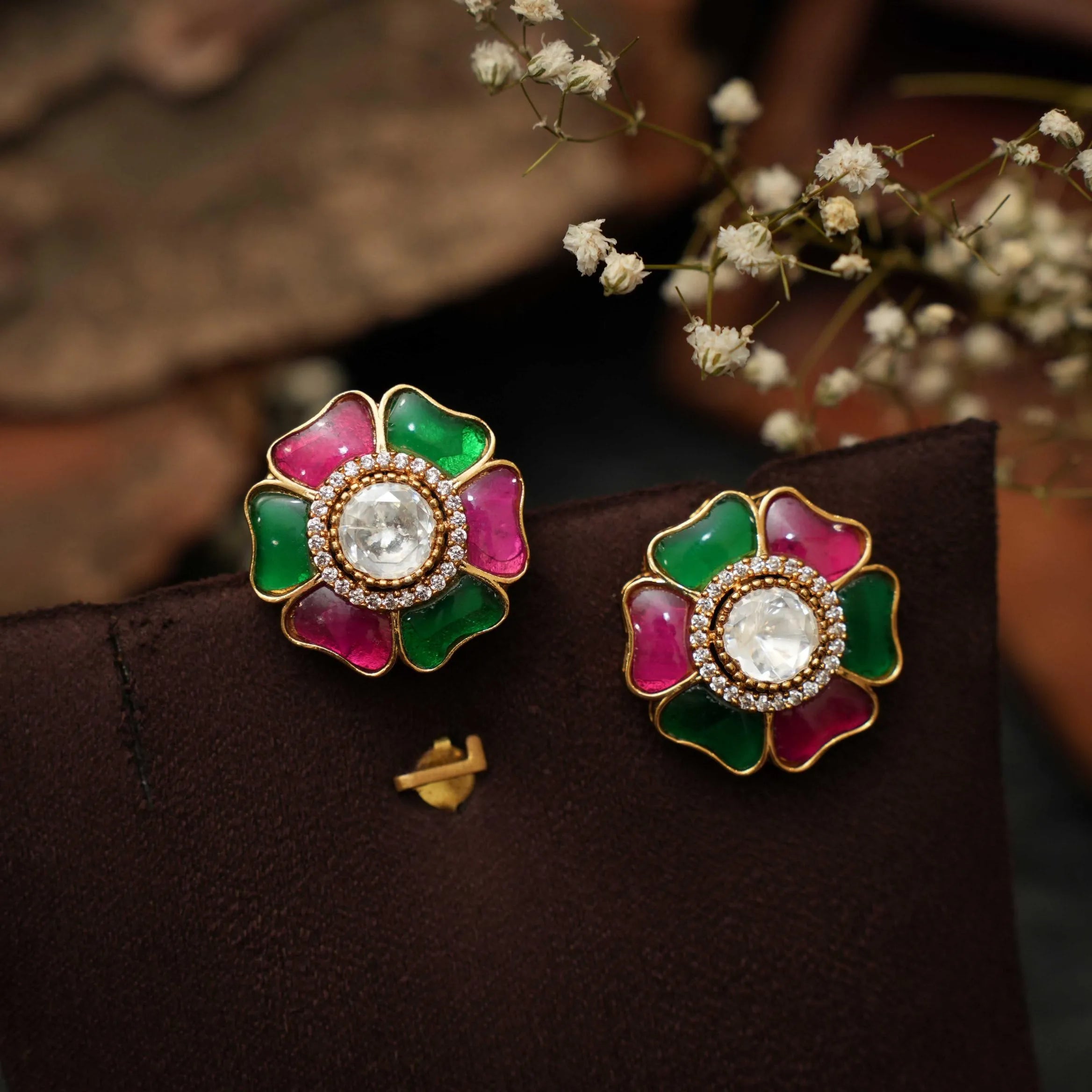 Vanya Polki Ear Stud - Multicolor