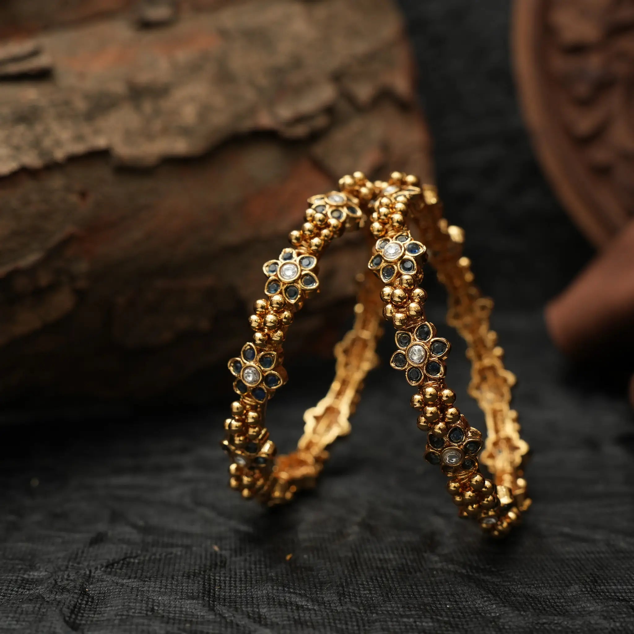 Varnika Antique Bangles - Blue