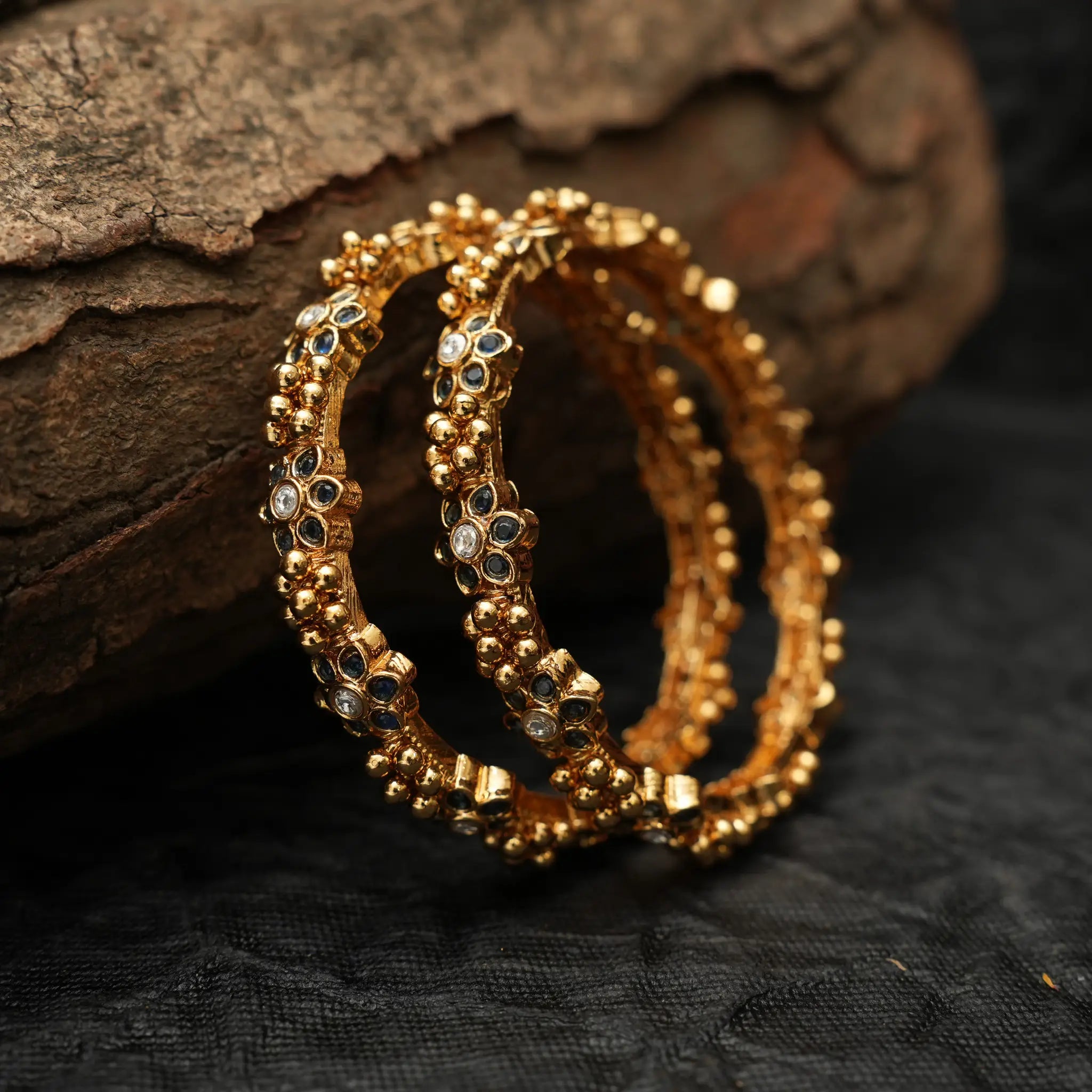Varnika Antique Bangles - Blue