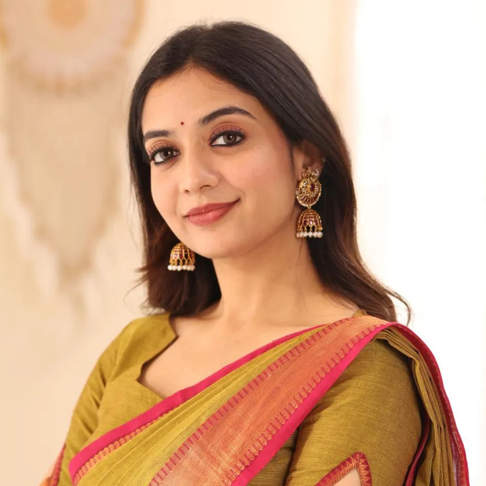 Varnika Antique Jhumka Earrings - Red