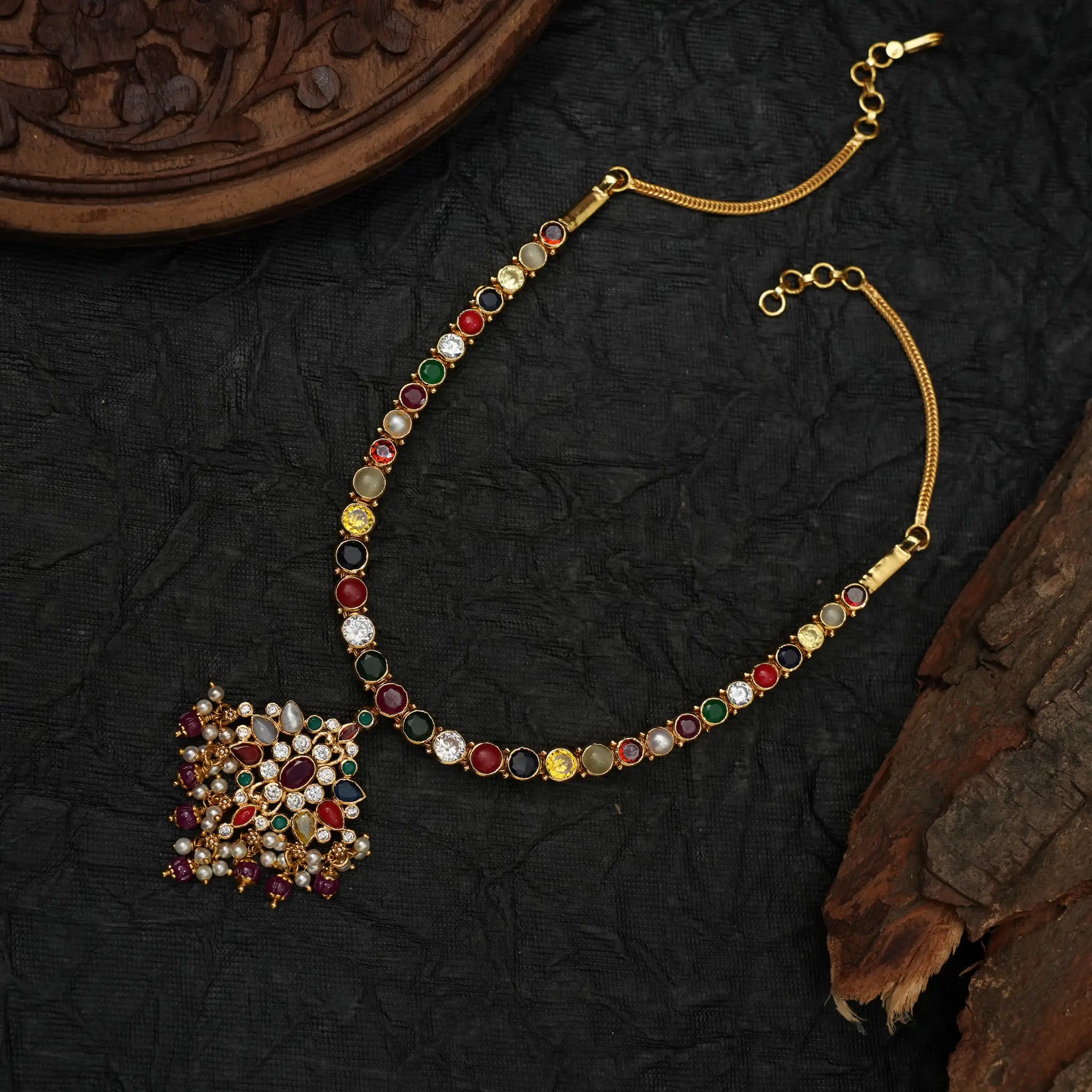 Varshini Silver Reversible Necklace