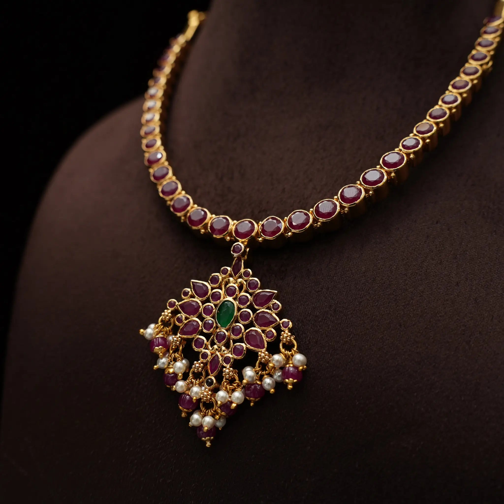 Varshini Silver Reversible Necklace