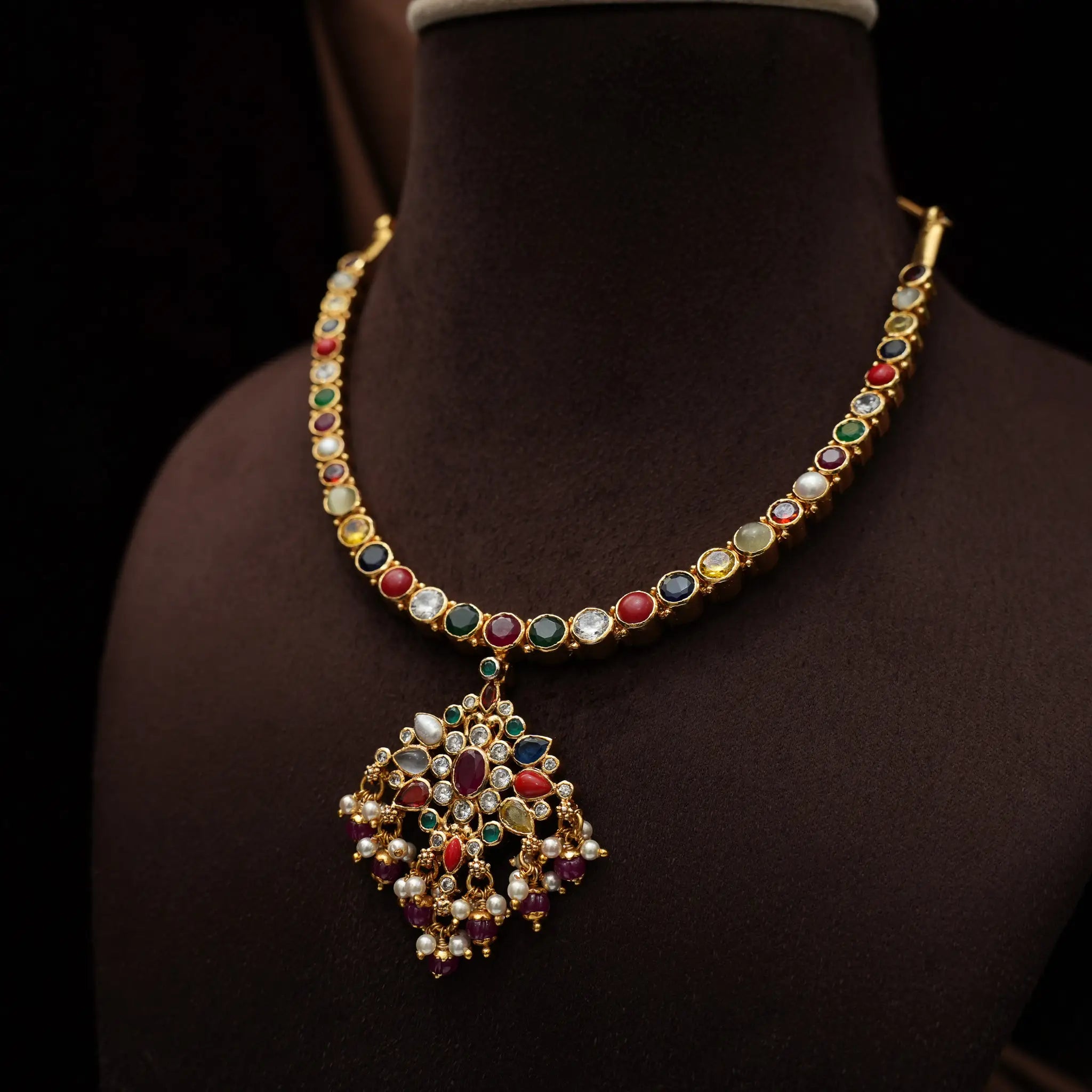 Varshini Silver Reversible Necklace