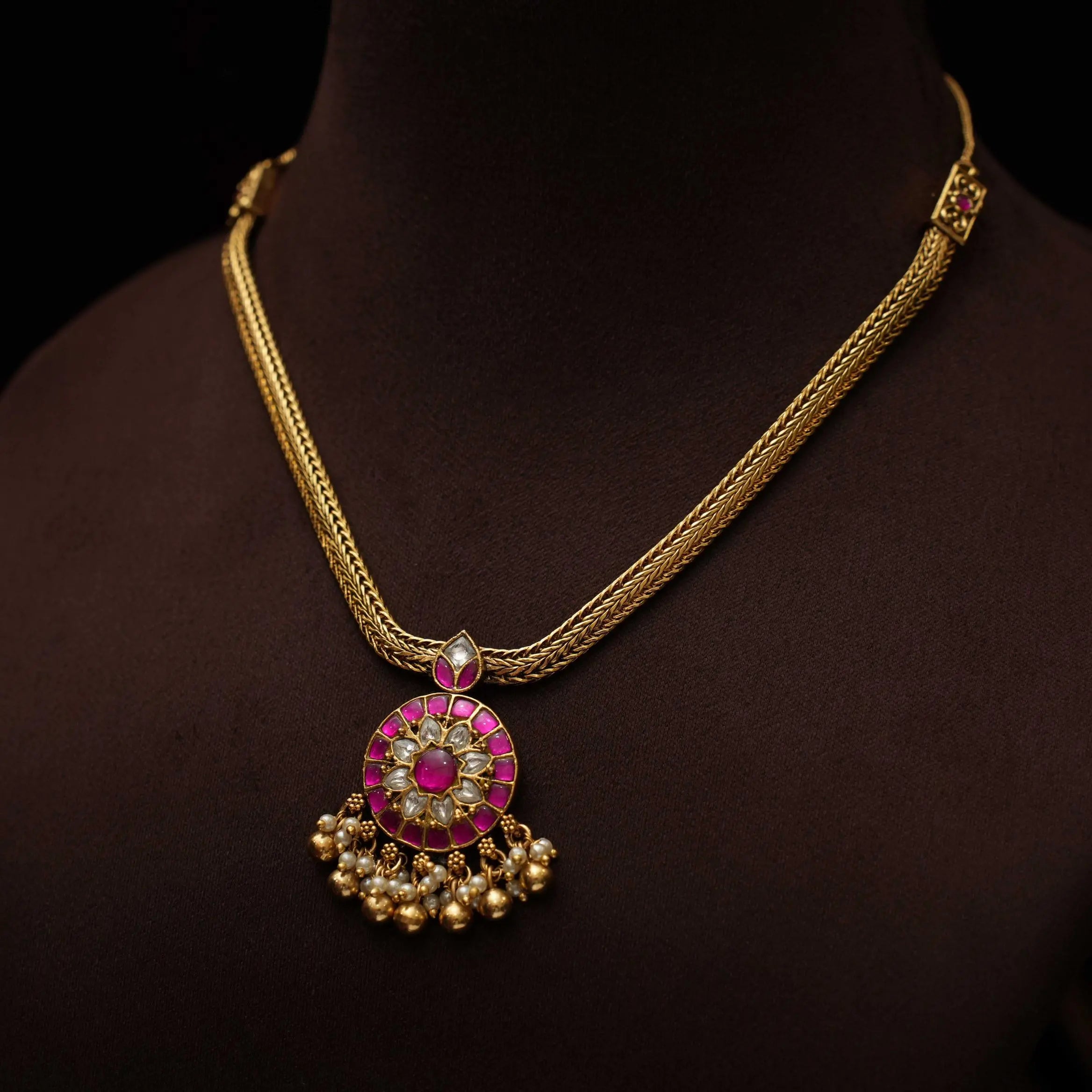 Varuja Antique Necklace - Reddish Pink