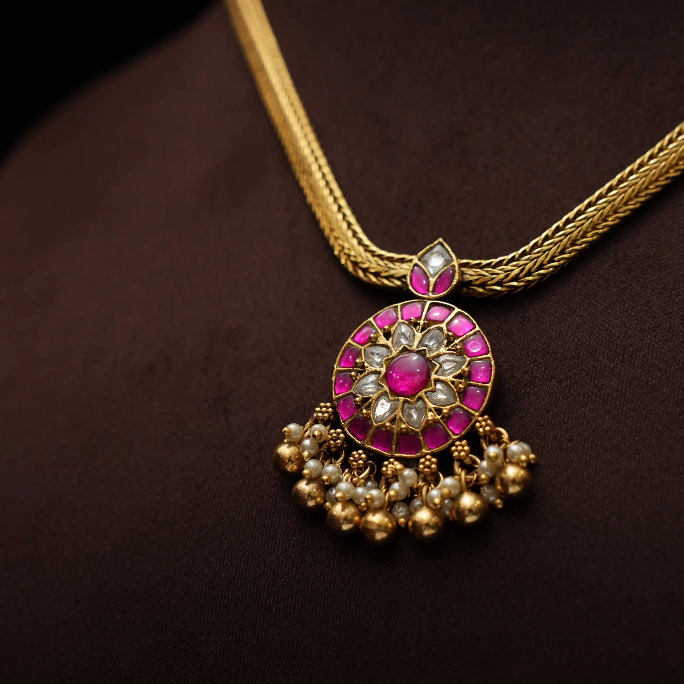 Varuja Antique Necklace - Reddish Pink
