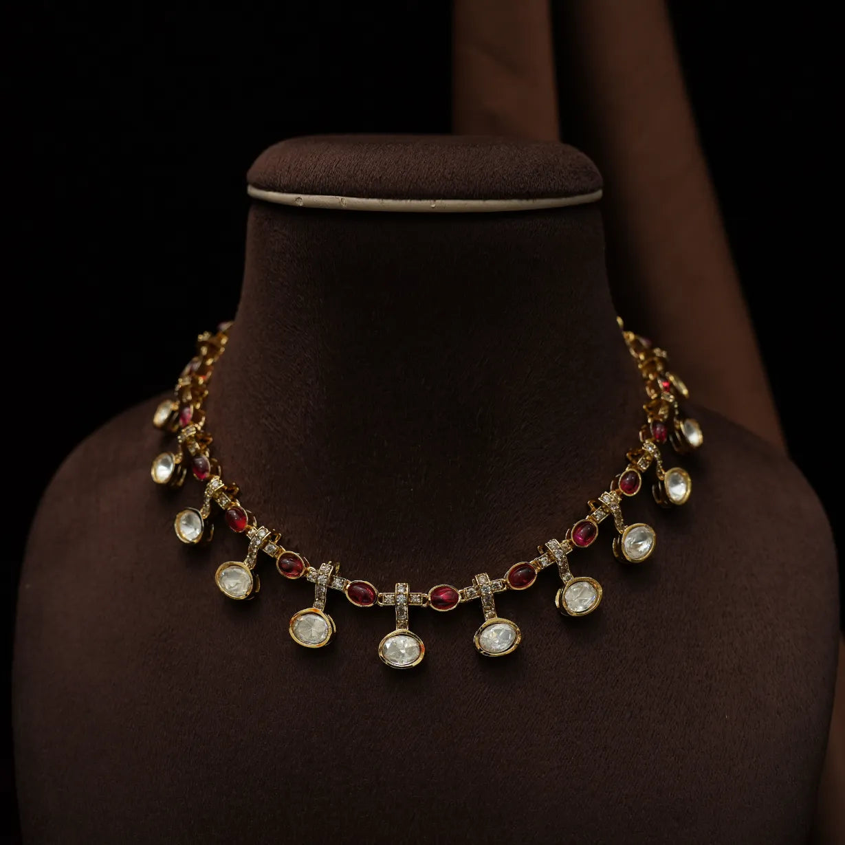 Vasudha Polki Necklace - Red