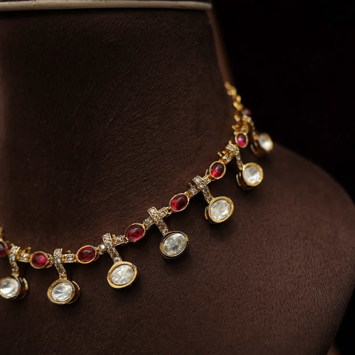 Vasudha Polki Necklace - Red