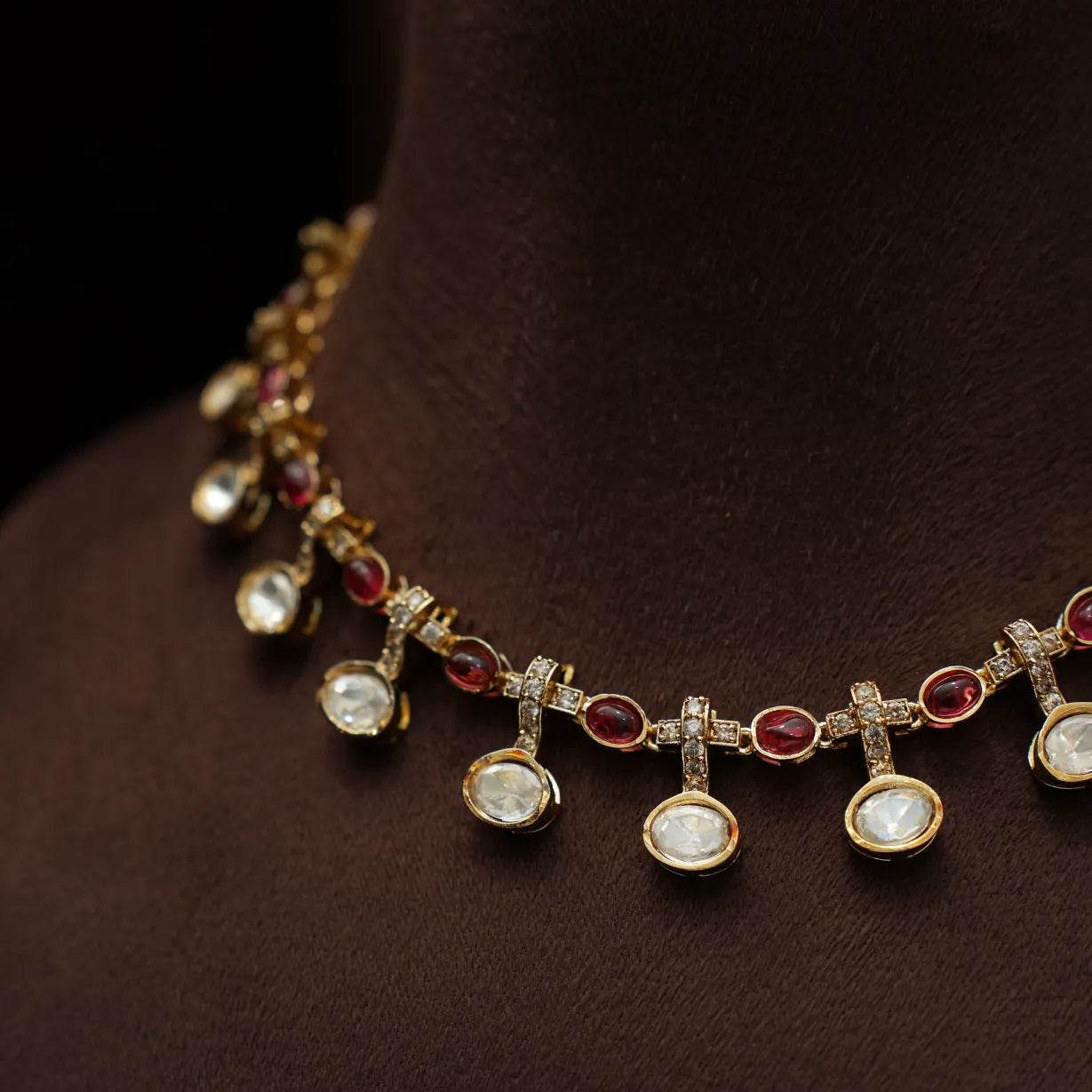 Vasudha Polki Necklace - Red