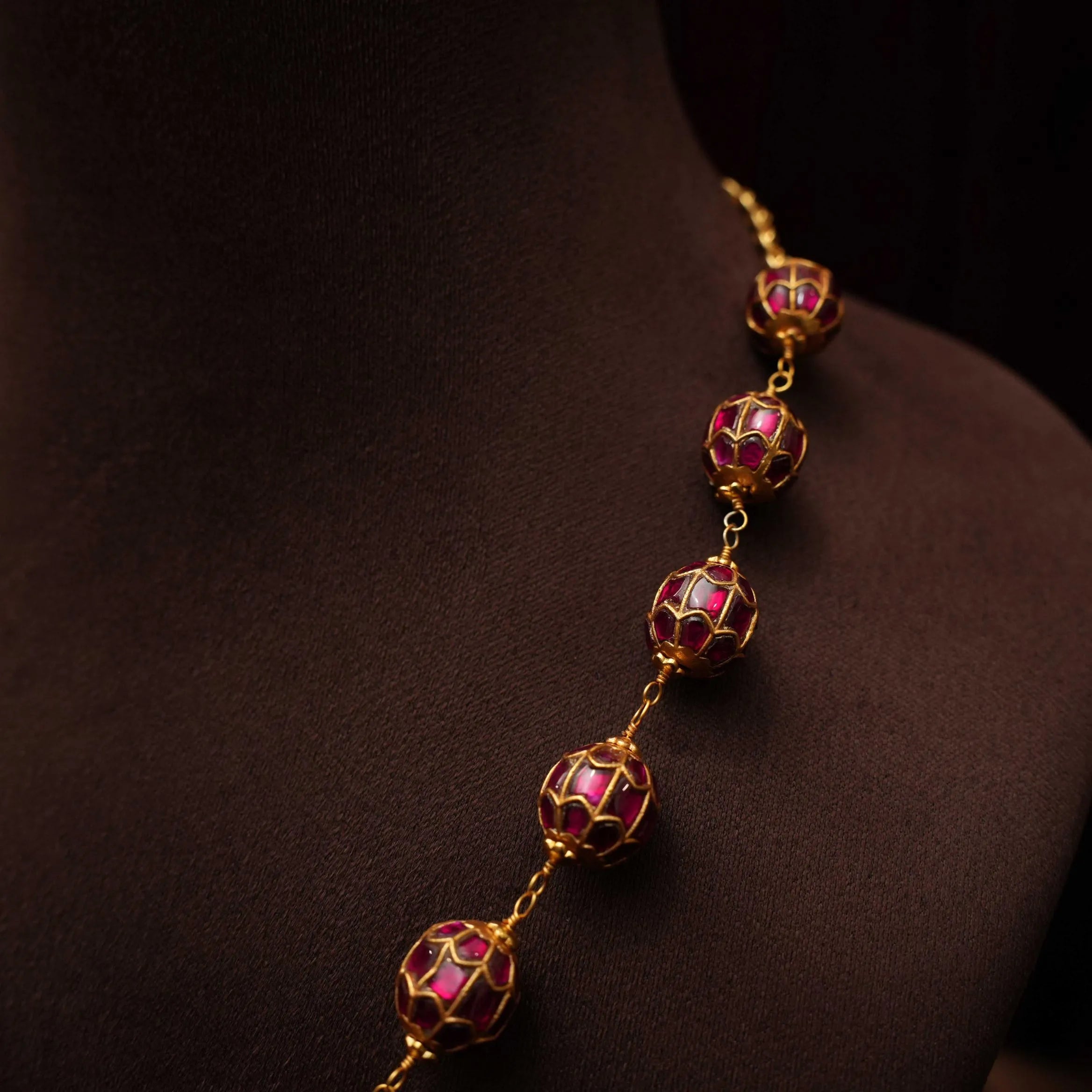 Veida Silver Beaded Necklace - Riya