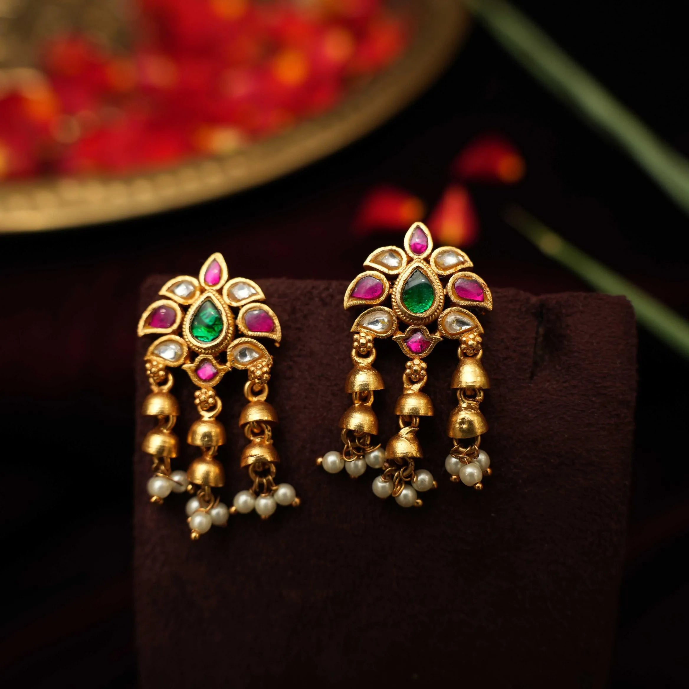 Vennila Antique Earring - White & Pink