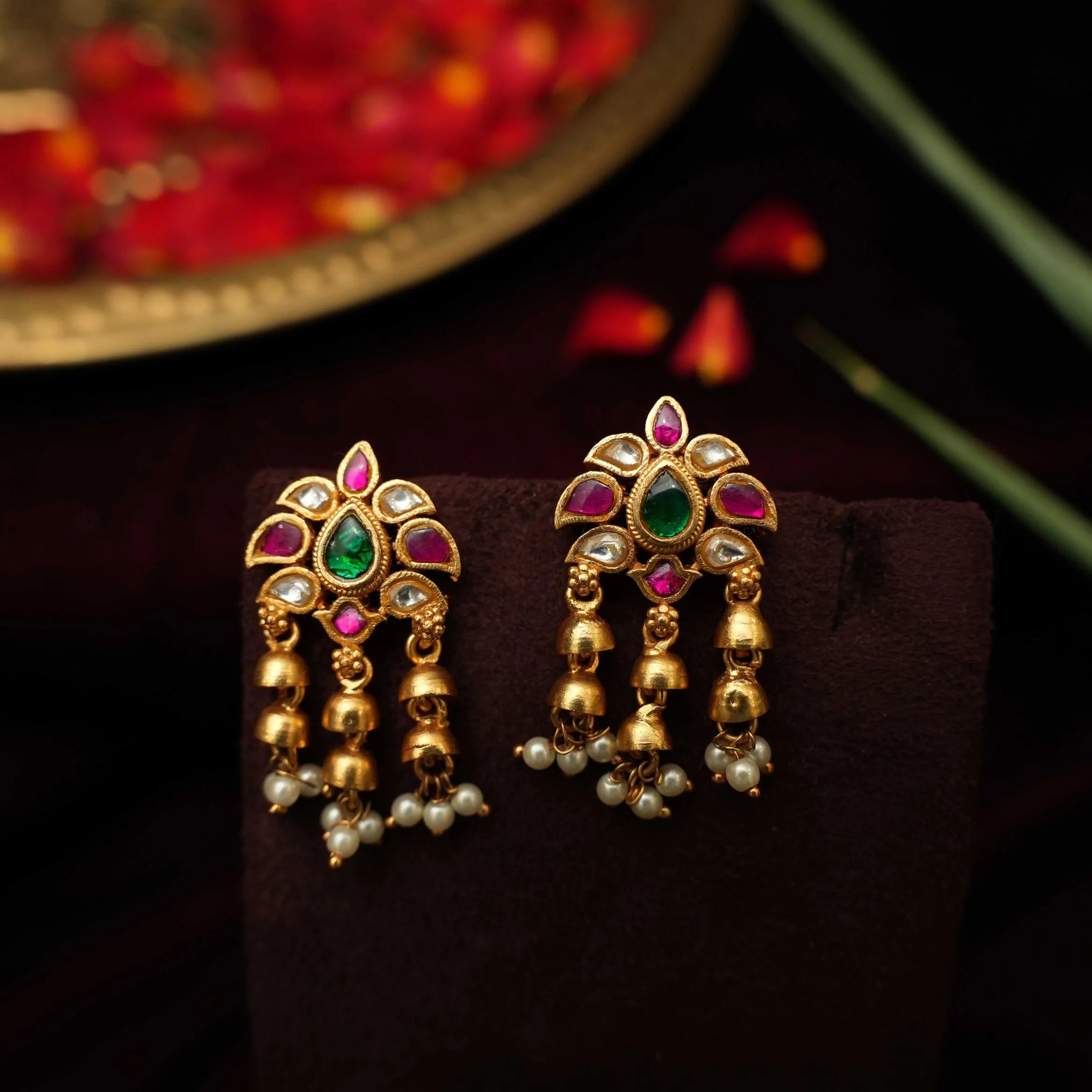 Vennila Antique Earring - White & Pink
